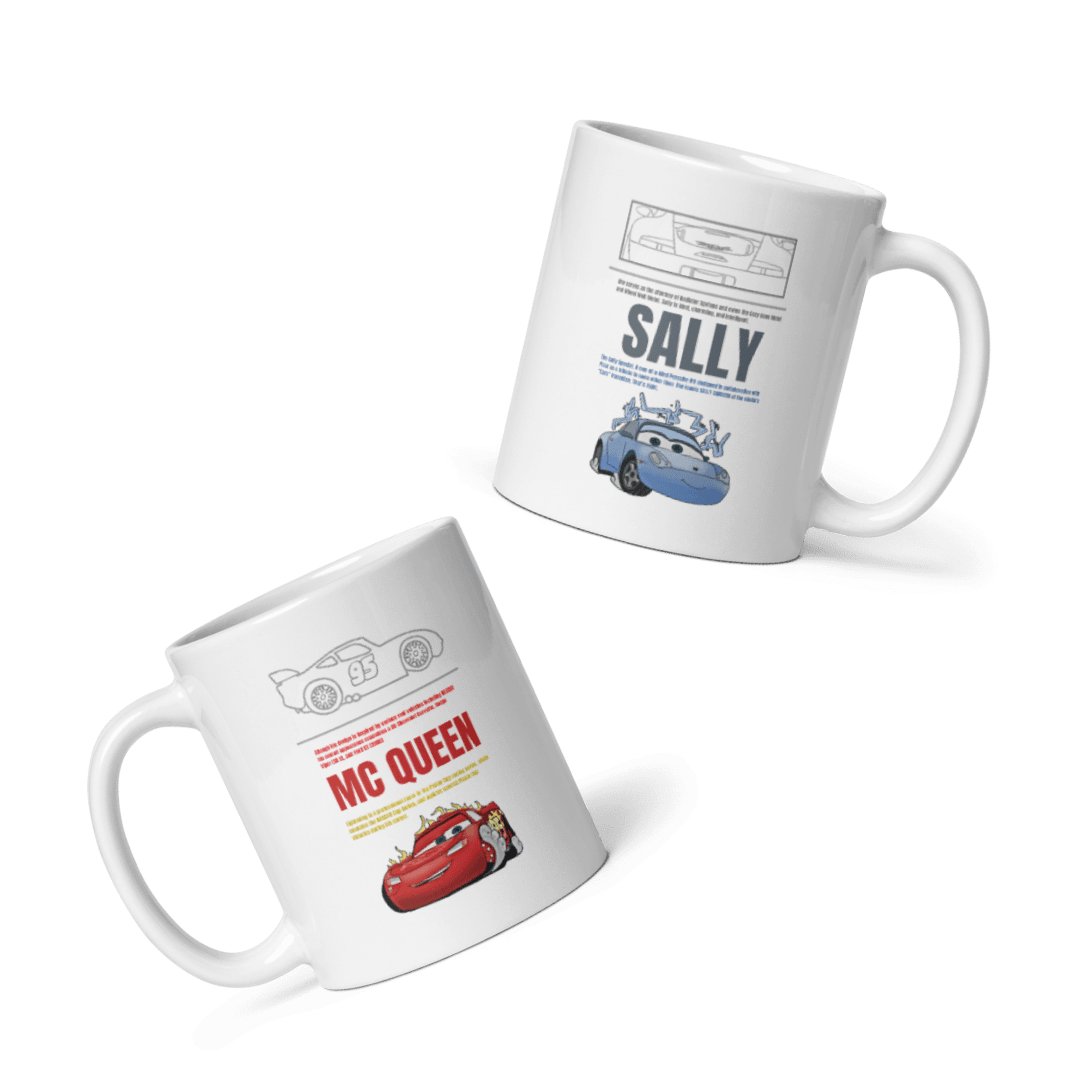 Mcqueen x Sally Çift Taraflı Baskılı Mug Kupa Beyaz 