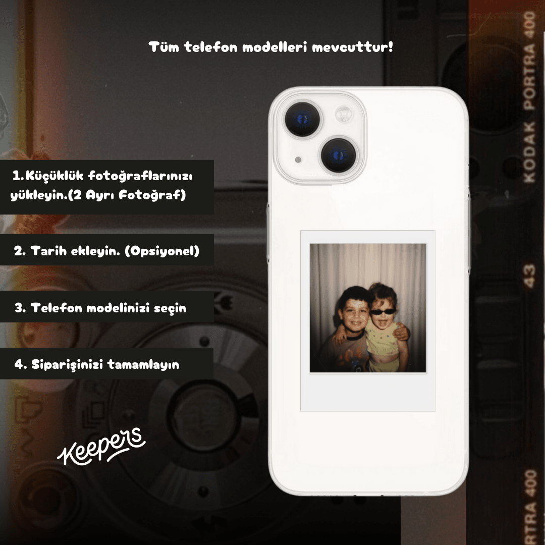 Küçüklük Fotoğraflarınız - Polaroid Baskılı Kişiselleştirilebilir Telefon Kılıfı (Android/Ios Uyumlu)
