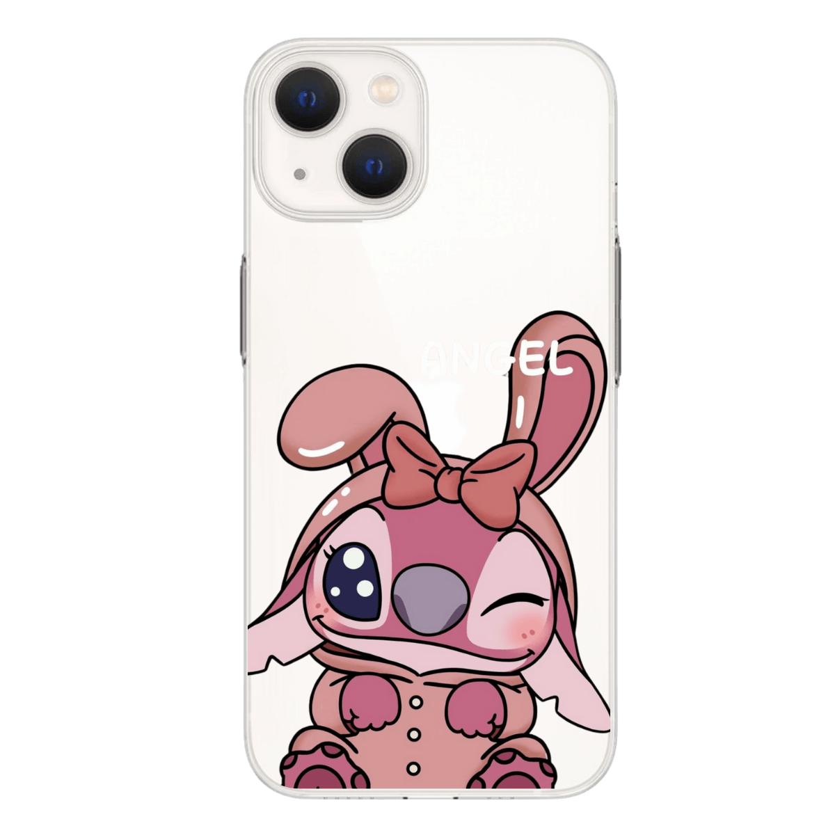 Pembe Stitch - Angel Baskılı Telefon Kılıfı (Android/Ios Uyumlu)