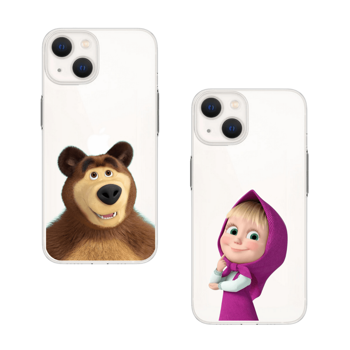 Maşa ve Koca Ayı Baskılı Çift Telefon Kılıfları (Android/Ios Uyumlu)