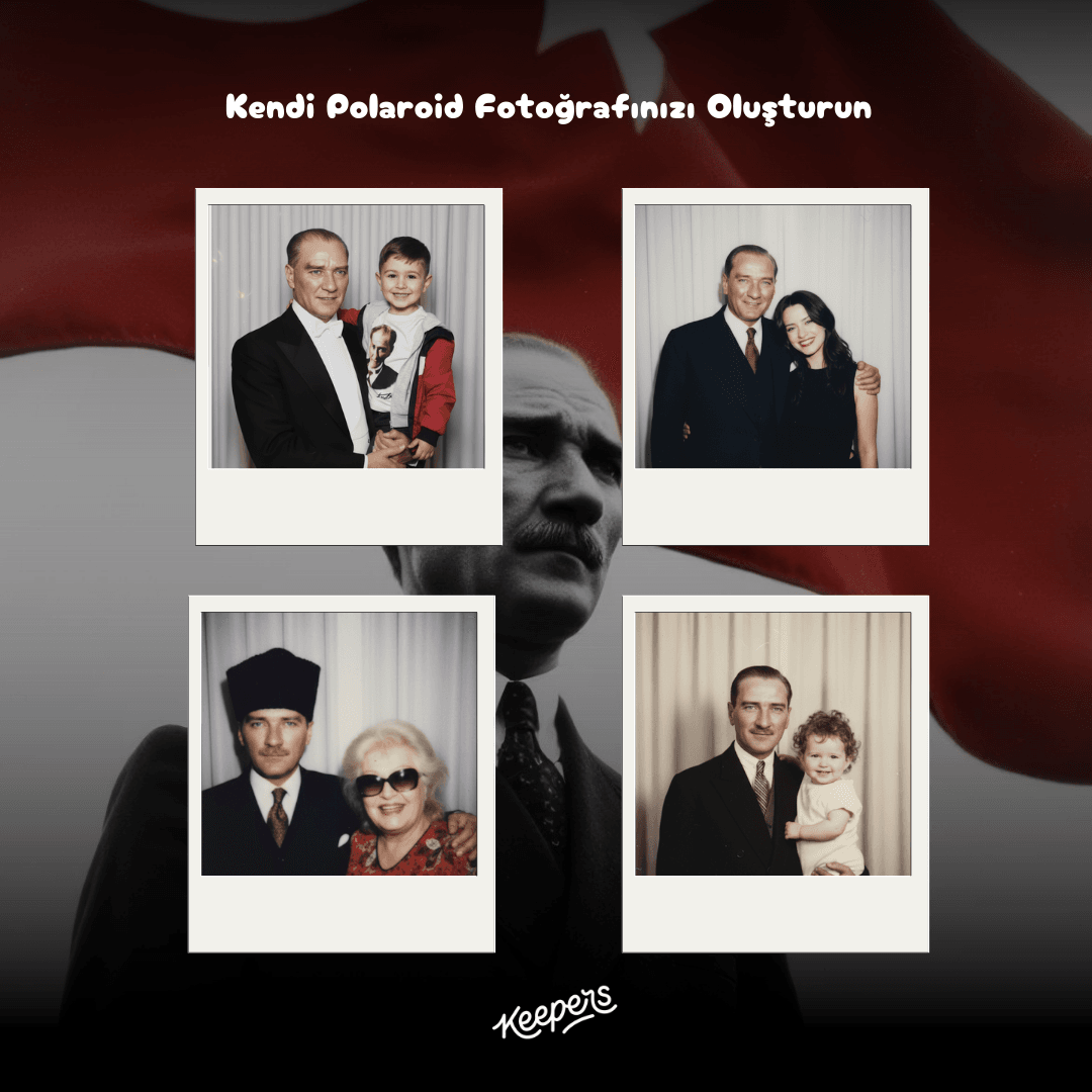 Ata'mız ile Fotoğrafınız - Polaroid Baskılı Kişiselleştirilebilir Telefon Kılıfı (Android/Ios Uyumlu)