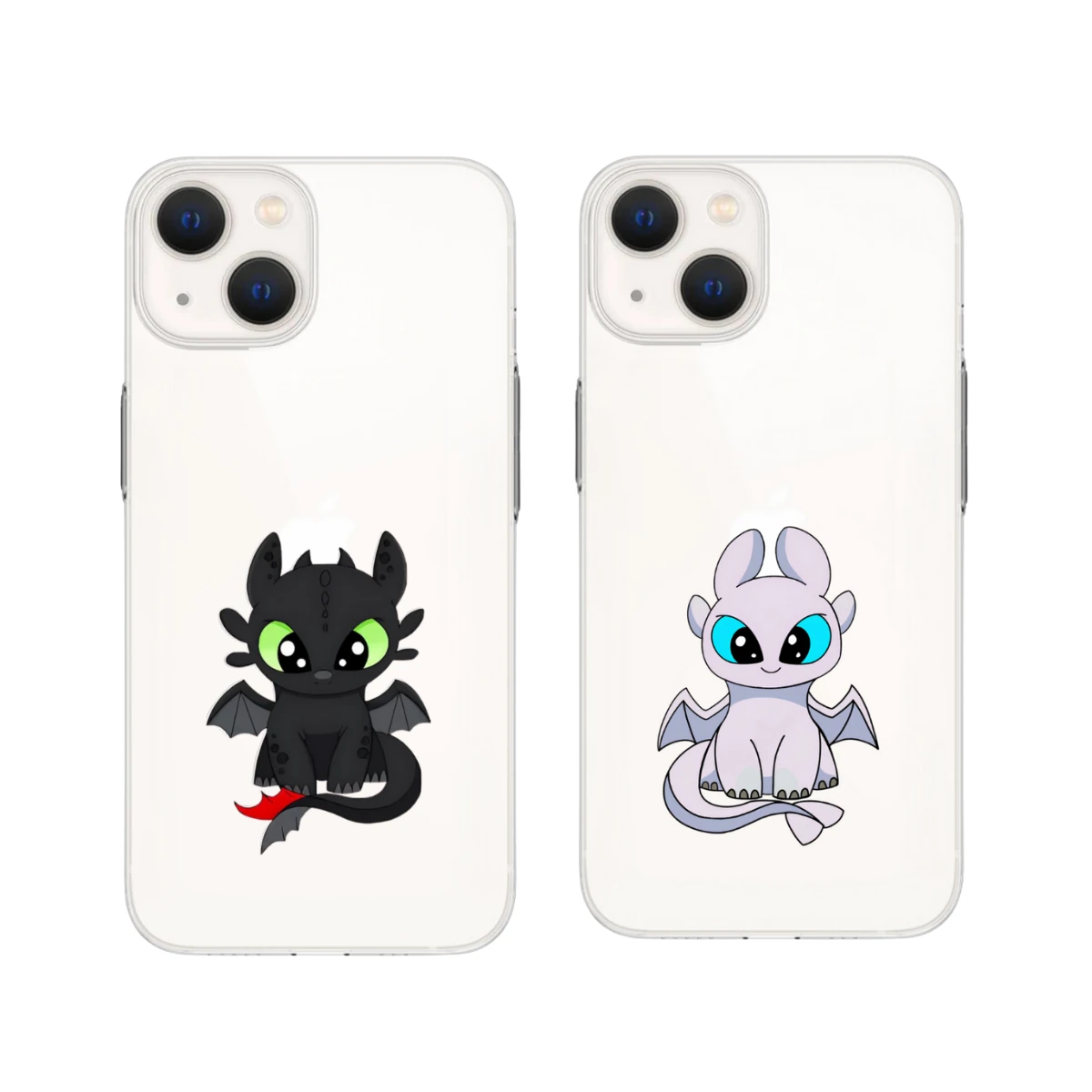 The Light Fury x Toothless Baskılı Çift Telefon Kılıfları (Android/Ios Uyumlu)