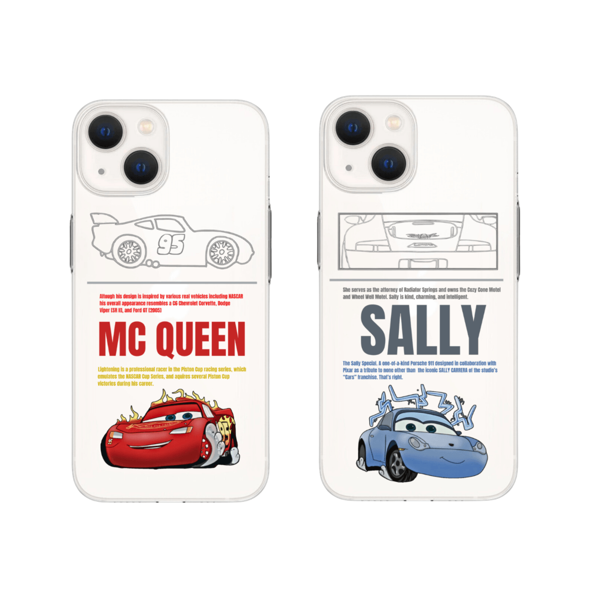 McqueenxSally Baskılı Çift Telefon Kılıfları (Android/Ios Uyumlu)