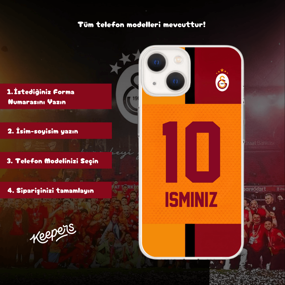 Galatasaray İsminize Özel Forma Baskılı Telefon Kılıfı (Android/Ios Uyumlu)