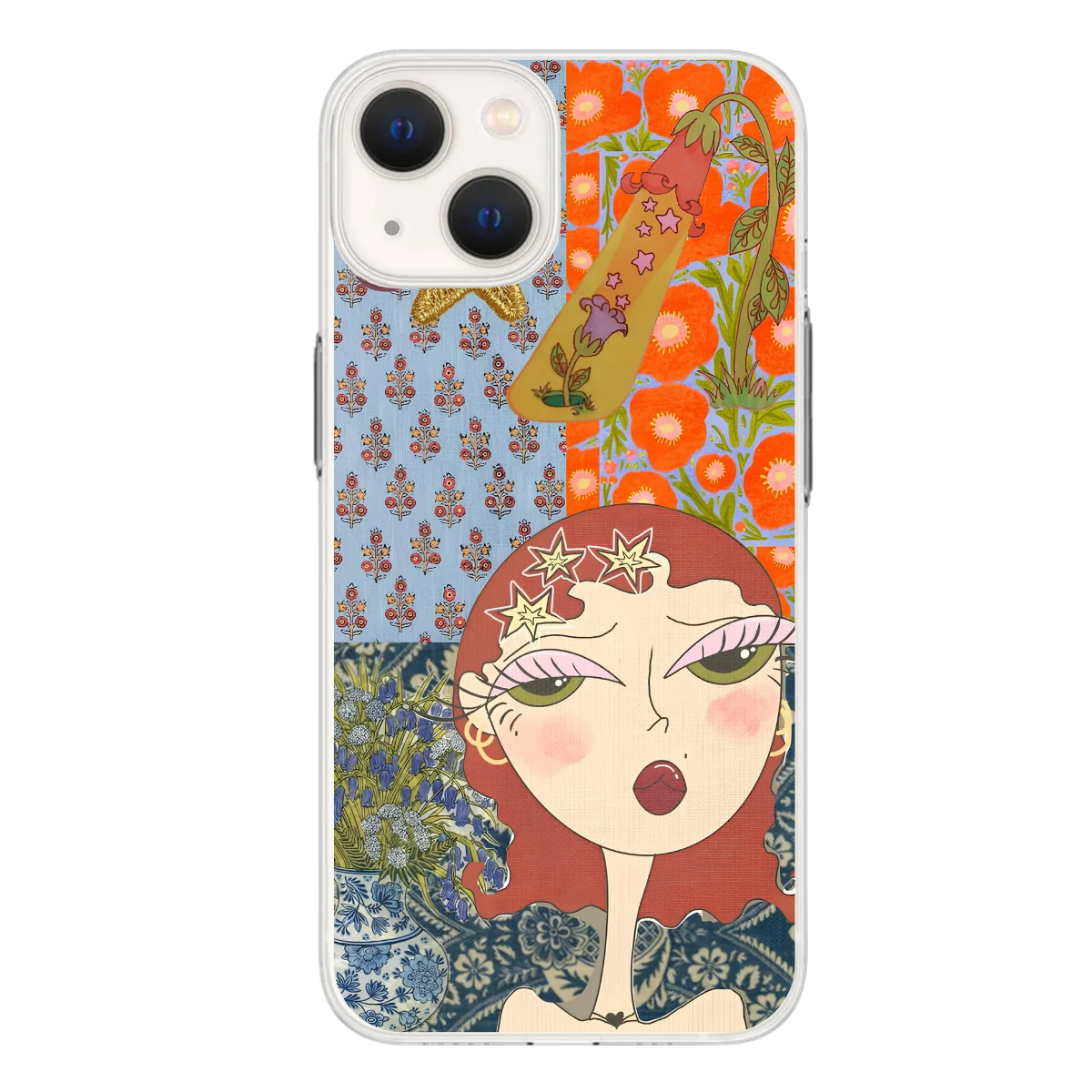 Patchwork Desenli Bohem Kadın Figürü Baskılı Telefon Kılıfı (Android/Ios Uyumlu) 