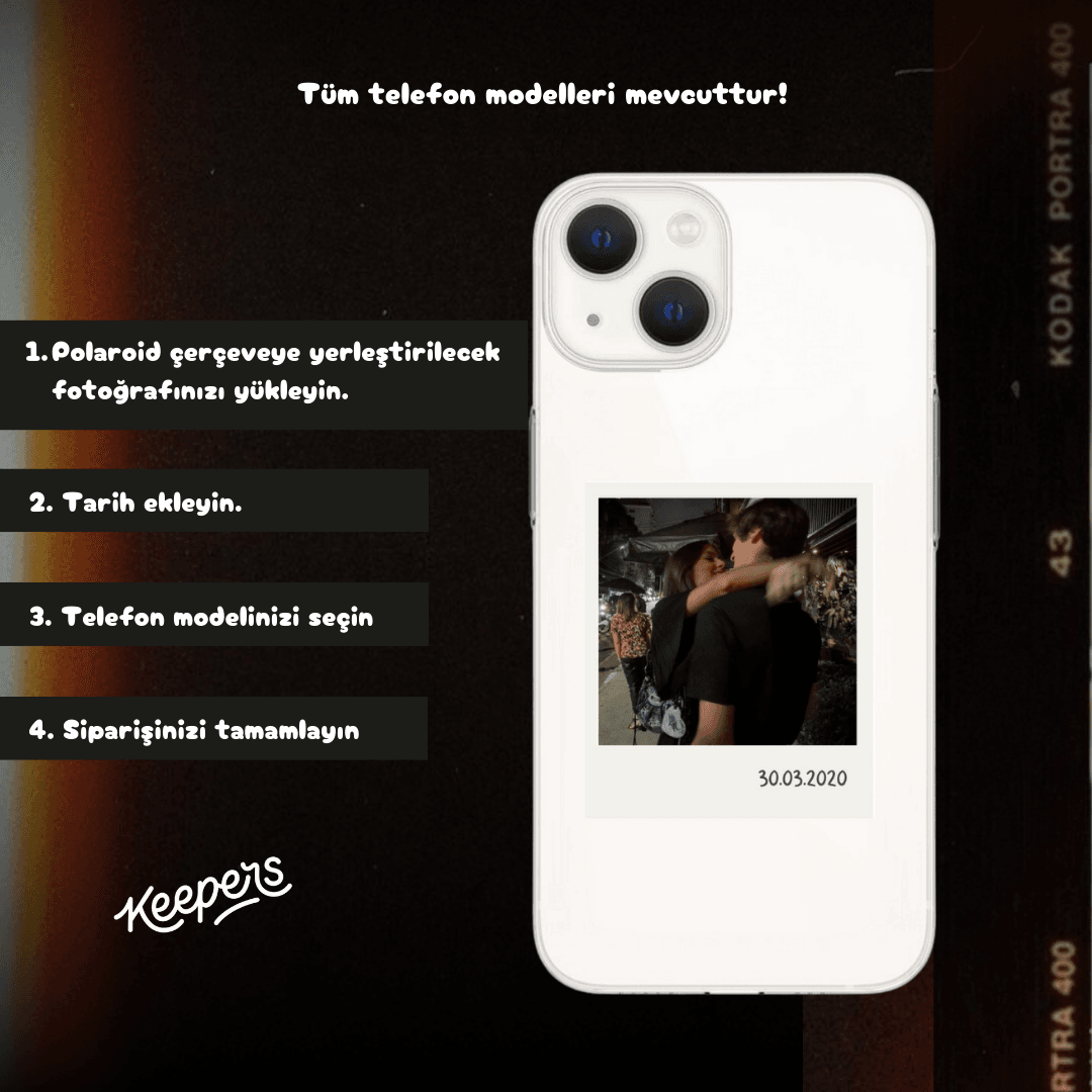 Polaroid Fotoğraf + Tarih Baskılı Özelleştirilebilir Telefon Kılıfı (Android/Ios Uyumlu)