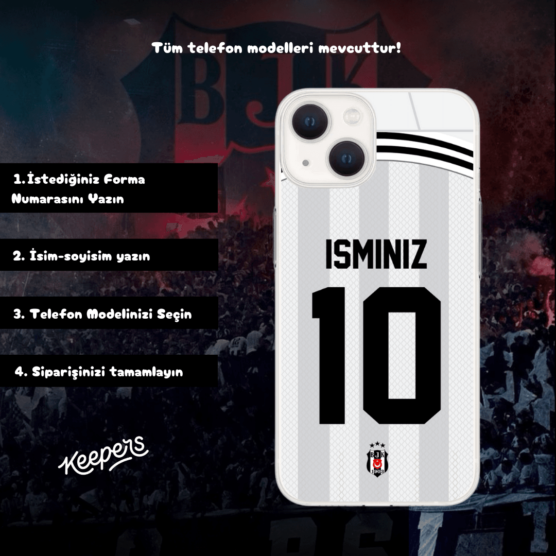 Beşiktaş İsminize Özel Forma Baskılı Telefon Kılıfı (Android/Ios Uyumlu)