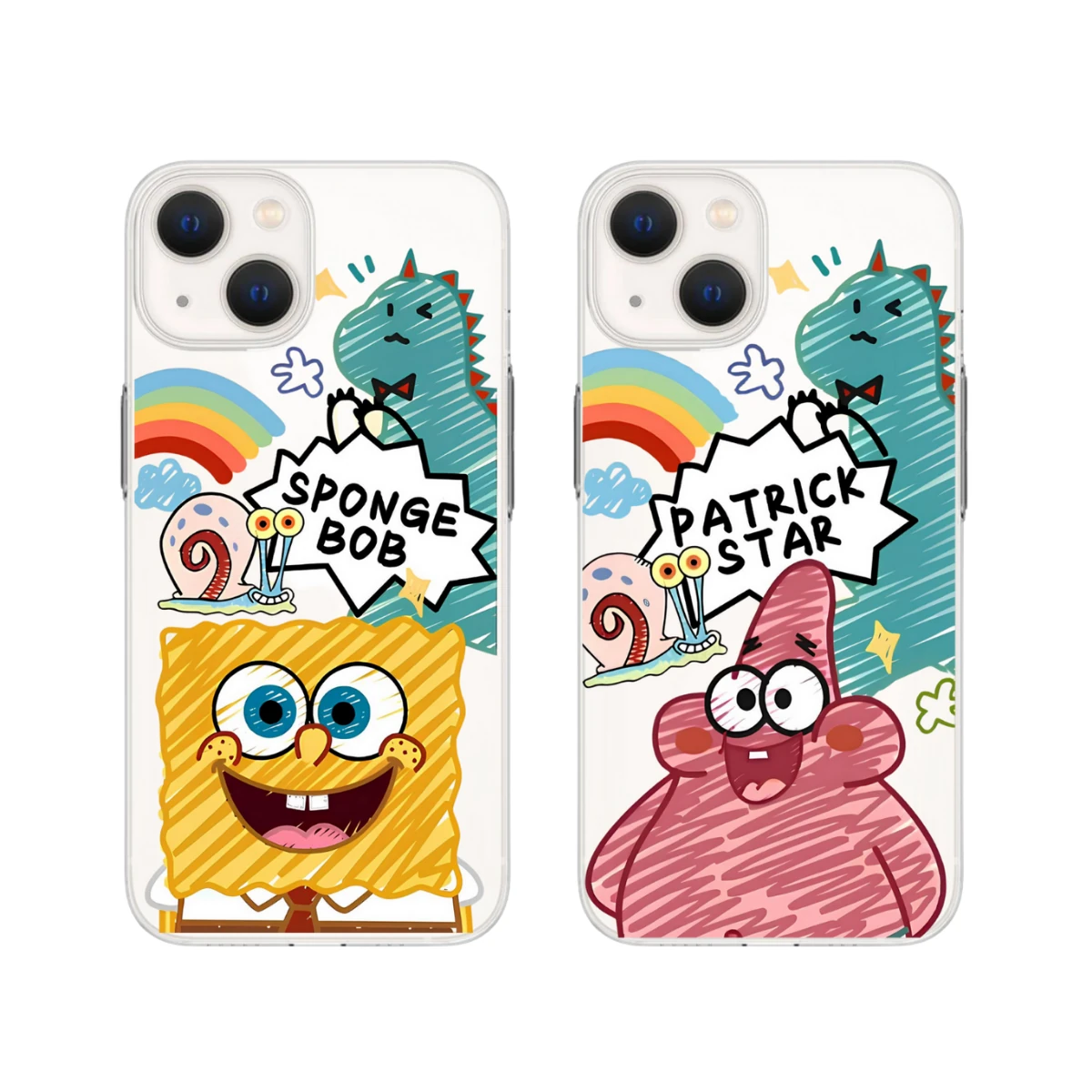 Sünger Bob & Patrick Star Baskılı Couple Telefon Kılıfları (Android/Ios Uyumlu)