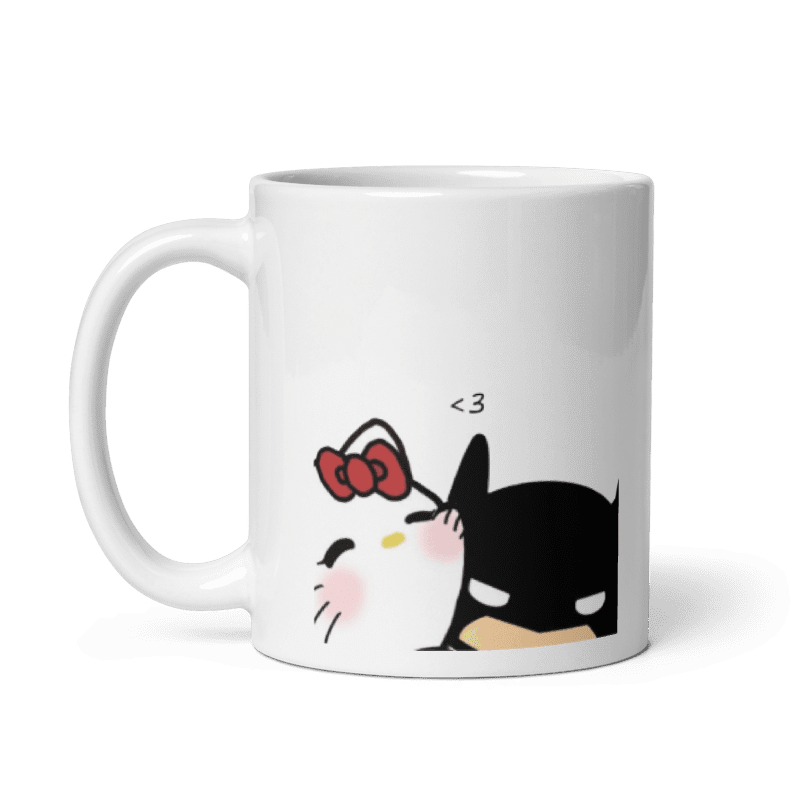 Hello Kitty x Batman Çift Taraflı Baskılı Mug Kupa Beyaz