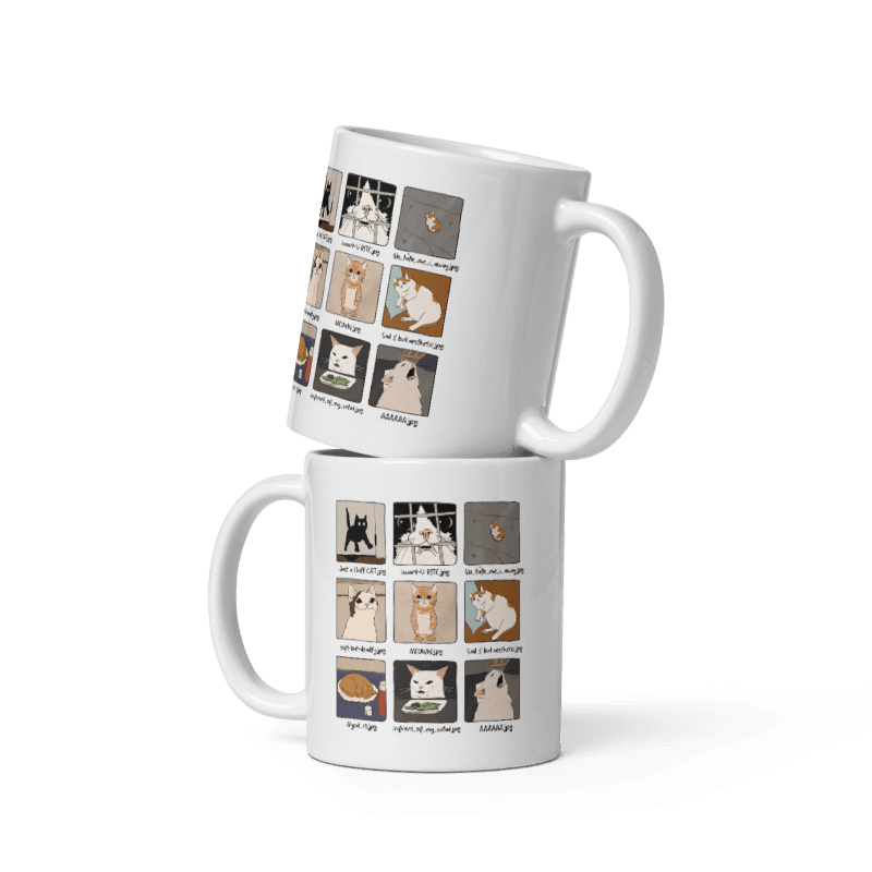 "Cool Cats" Çift Taraflı Baskılı Mug Kupa Beyaz
