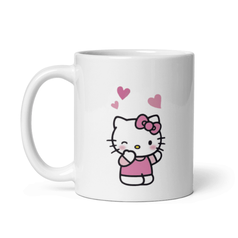 Hello Kitty Çift Taraflı Baskılı Mug Kupa Beyaz