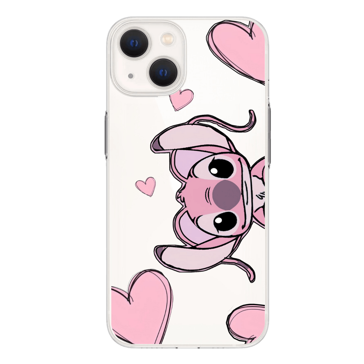 Pembe Stitch - Angel Baskılı Telefon Kılıfı (Android/Ios Uyumlu)