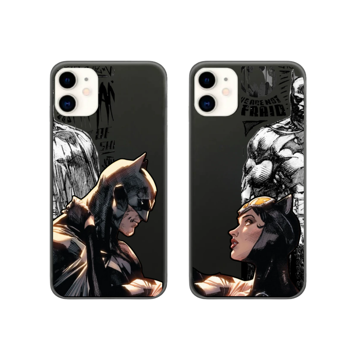 (Siyah Renk) Batman x Catwoman Baskılı Çift Telefon Kılıfı 