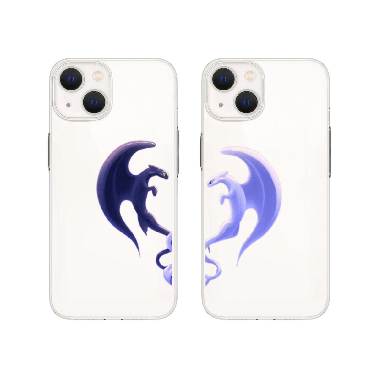 The Light Fury x Toothless Baskılı Çift Telefon Kılıfları (Android/Ios Uyumlu)