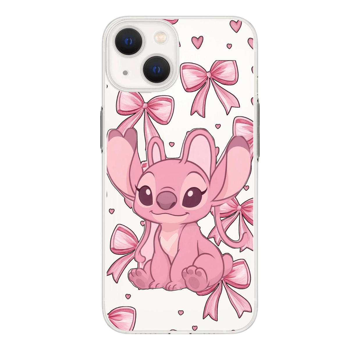Pembe Stitch - Angel Baskılı Telefon Kılıfı (Android/Ios Uyumlu)