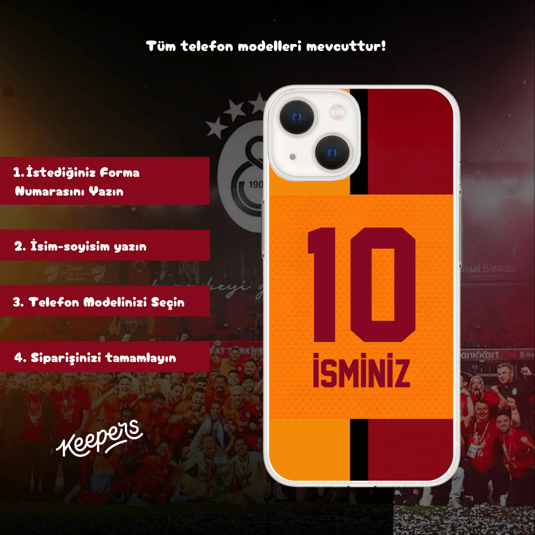 Galatasaray İsminize Özel Forma Baskılı Telefon Kılıfı (Android/Ios Uyumlu)