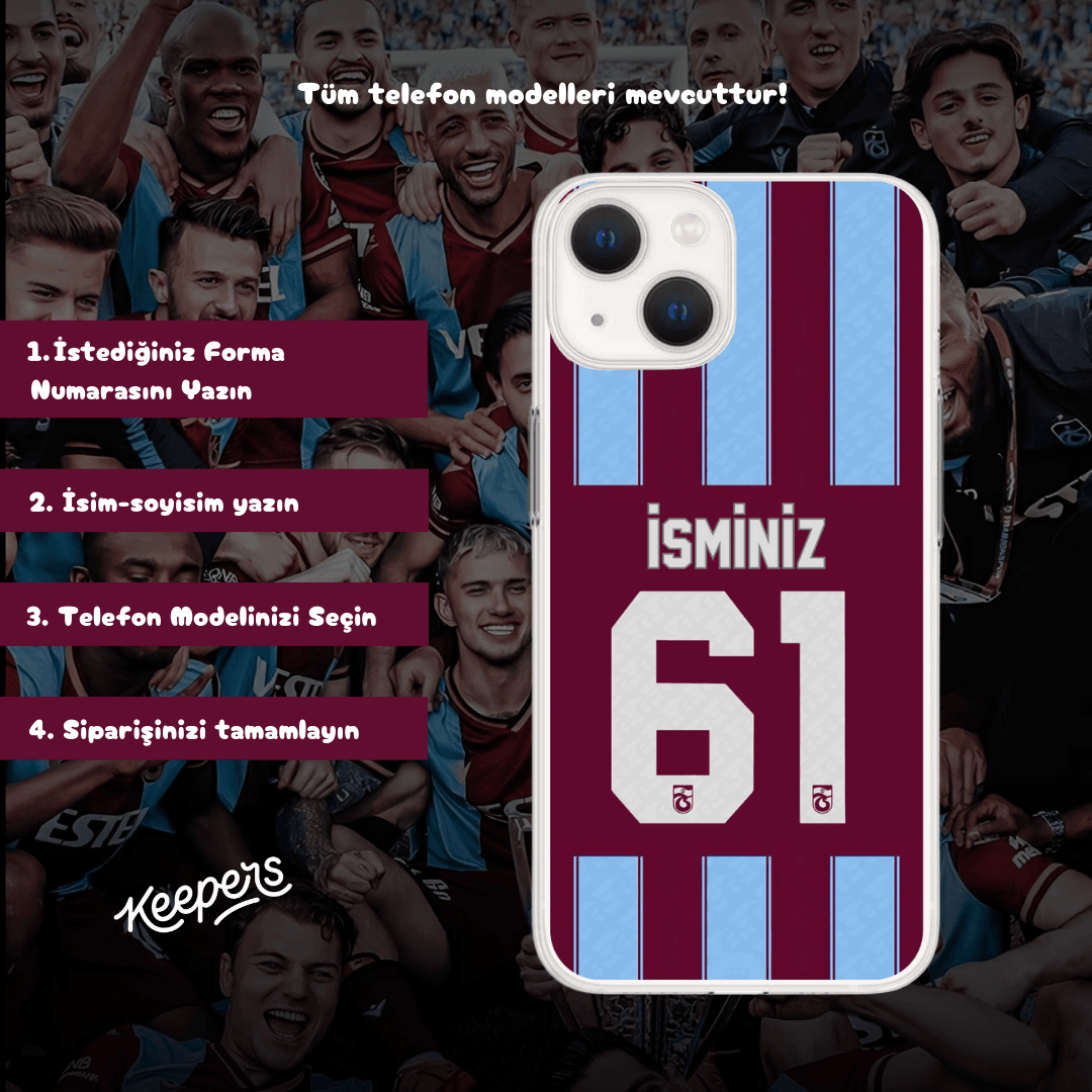 Trabzonspor İsminize Özel Forma Baskılı Telefon Kılıfı (Android/Ios Uyumlu)