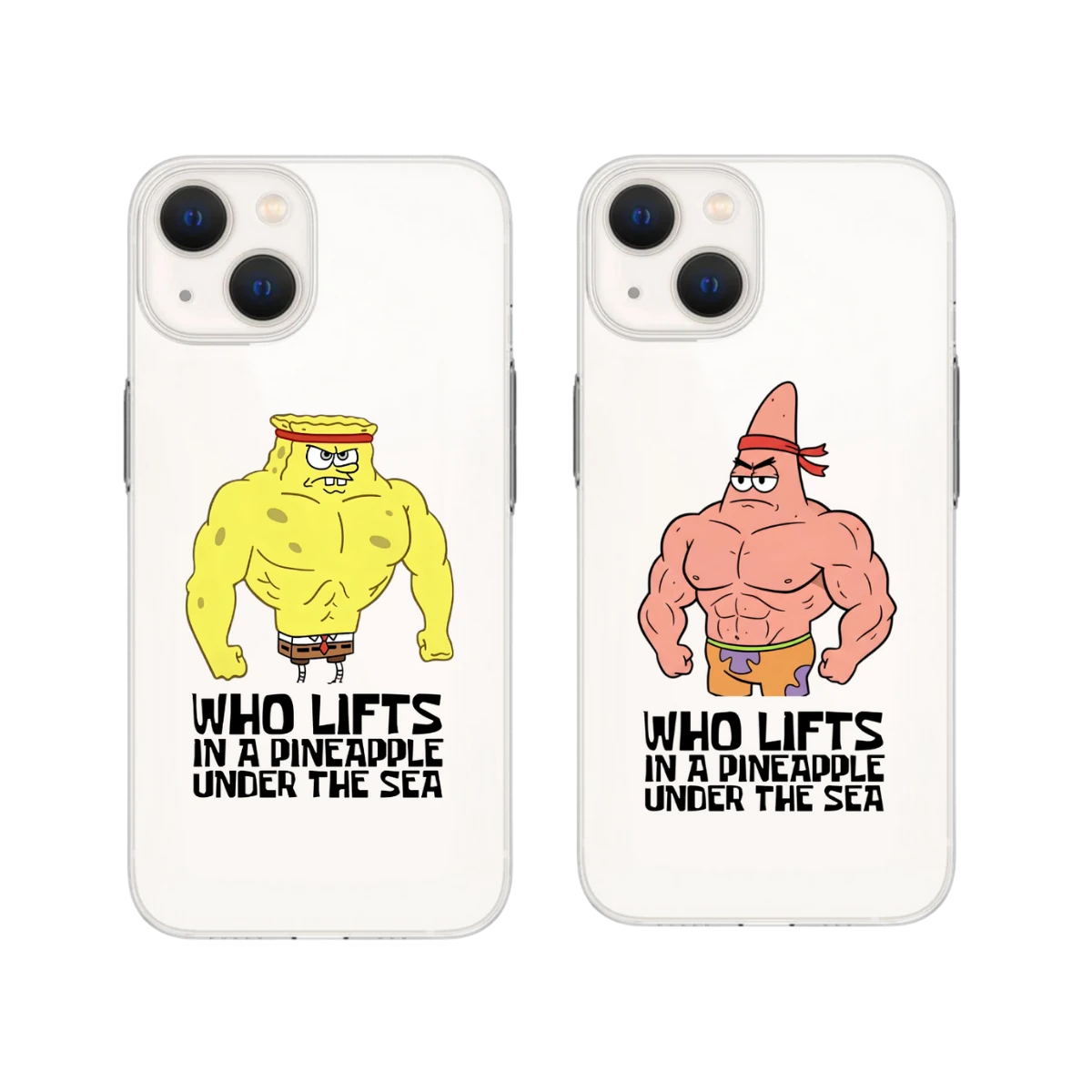 Muscle Bob & Patrick - Gym Bodyne Özel Baskılı Çift Telefon Kılıfı (Android/Ios Uyumlu)