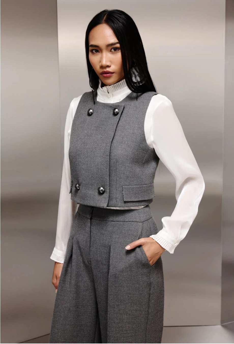 Plise İle Detaylandırılmış Işıltılı Bluz