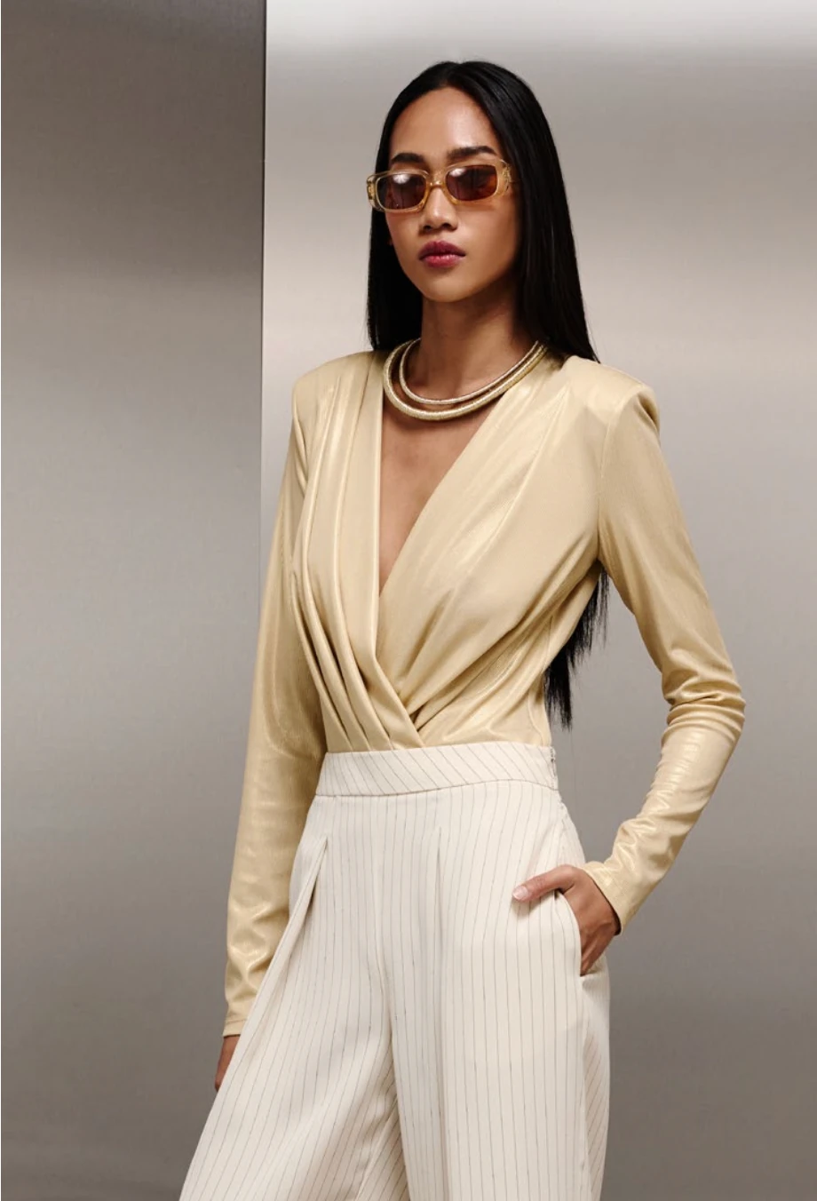 Rahat Kesim Çizgili Pantolon