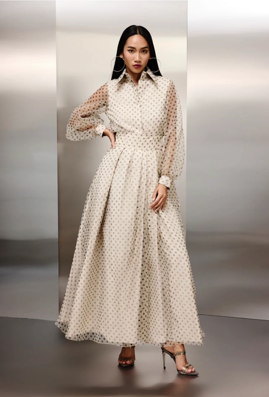 Organze Puantiye Bluz