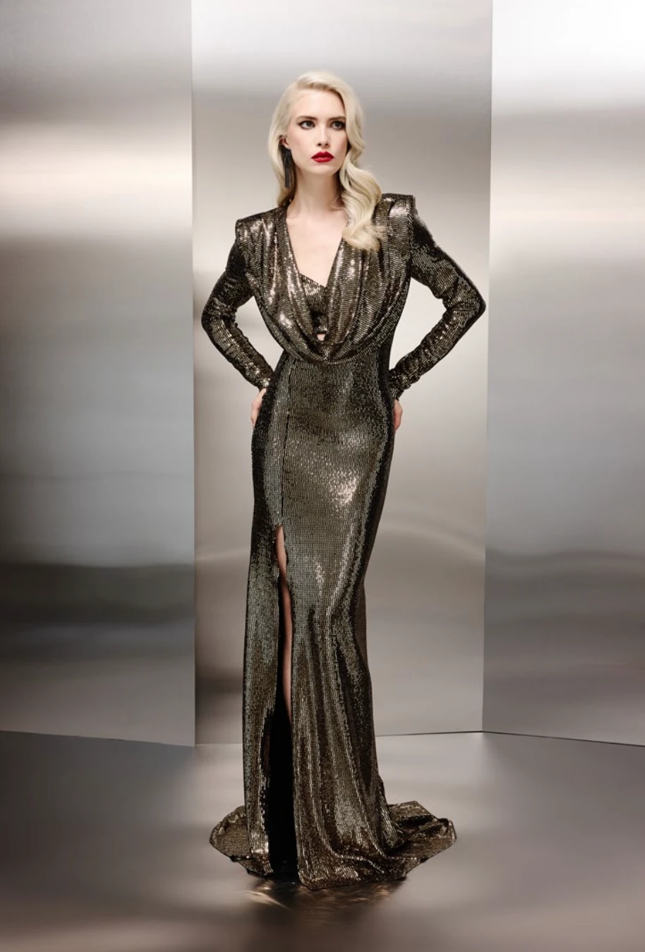 Full Lycra Pullu Tasarim Abiye Elbise