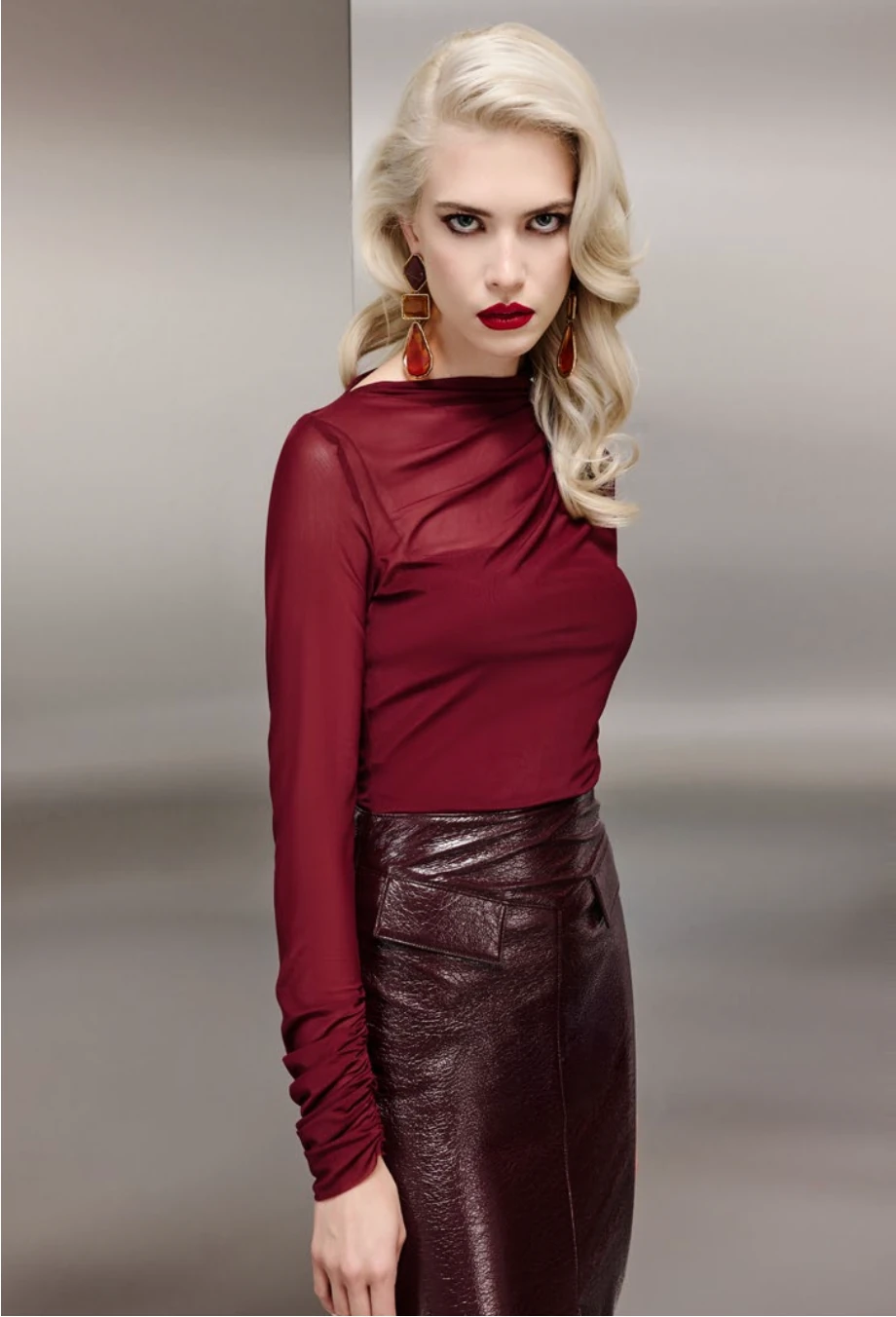 Lycra Tül Tasarım Detaylı Body