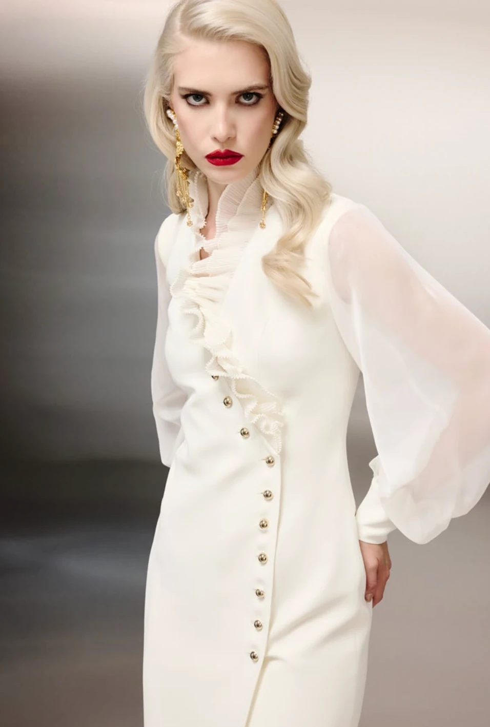 Plise Ve Düğme Detayli Elbise