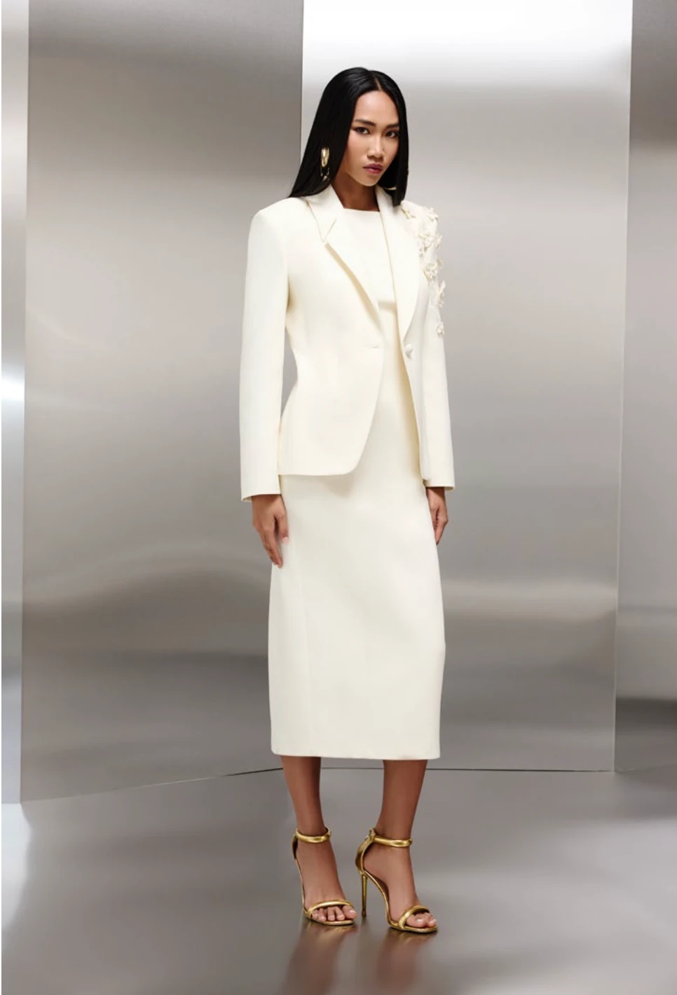 Fermuar Detayli Kolsuz Elbise