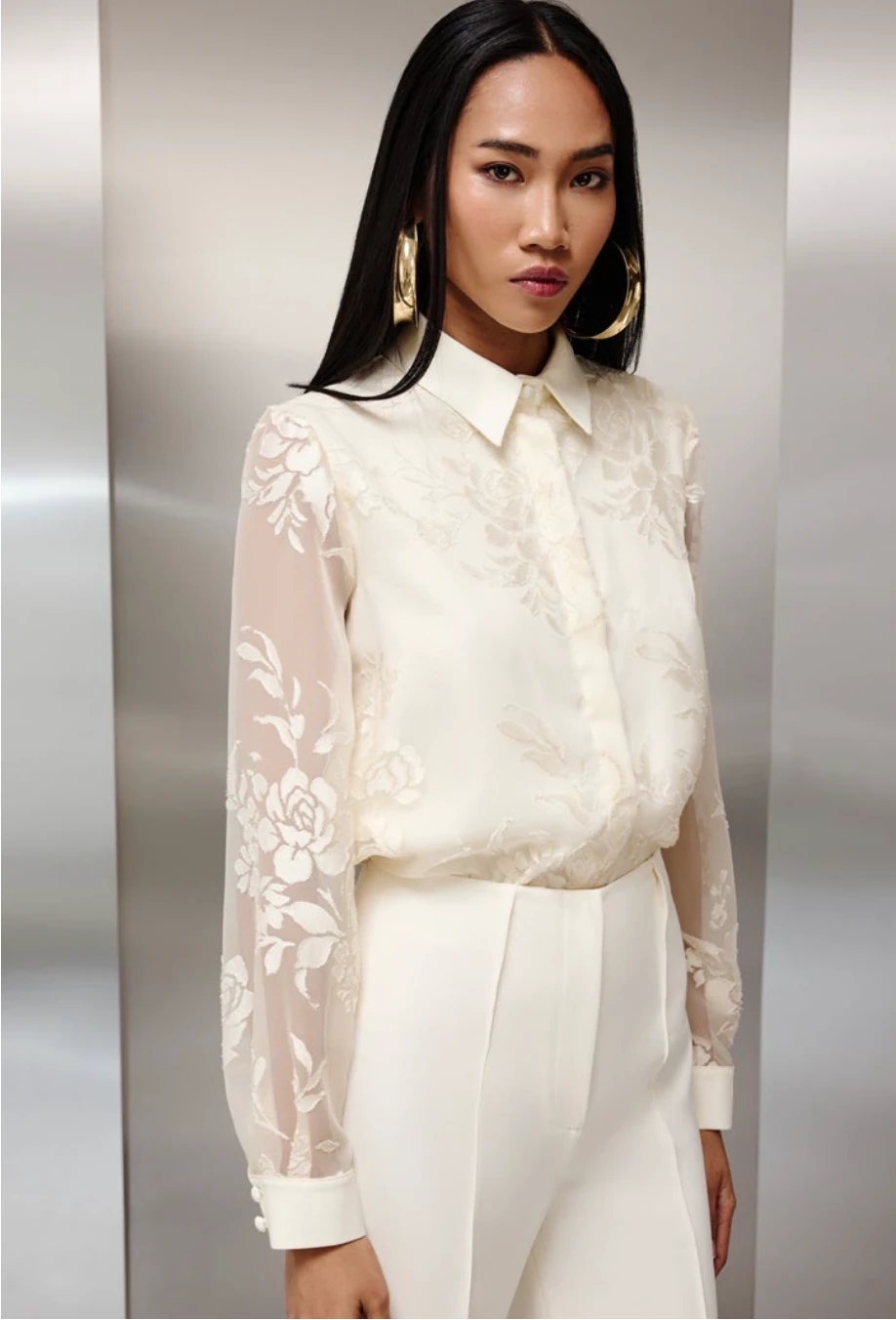 Yakma Şifon Detaylı Tasarım Bluz