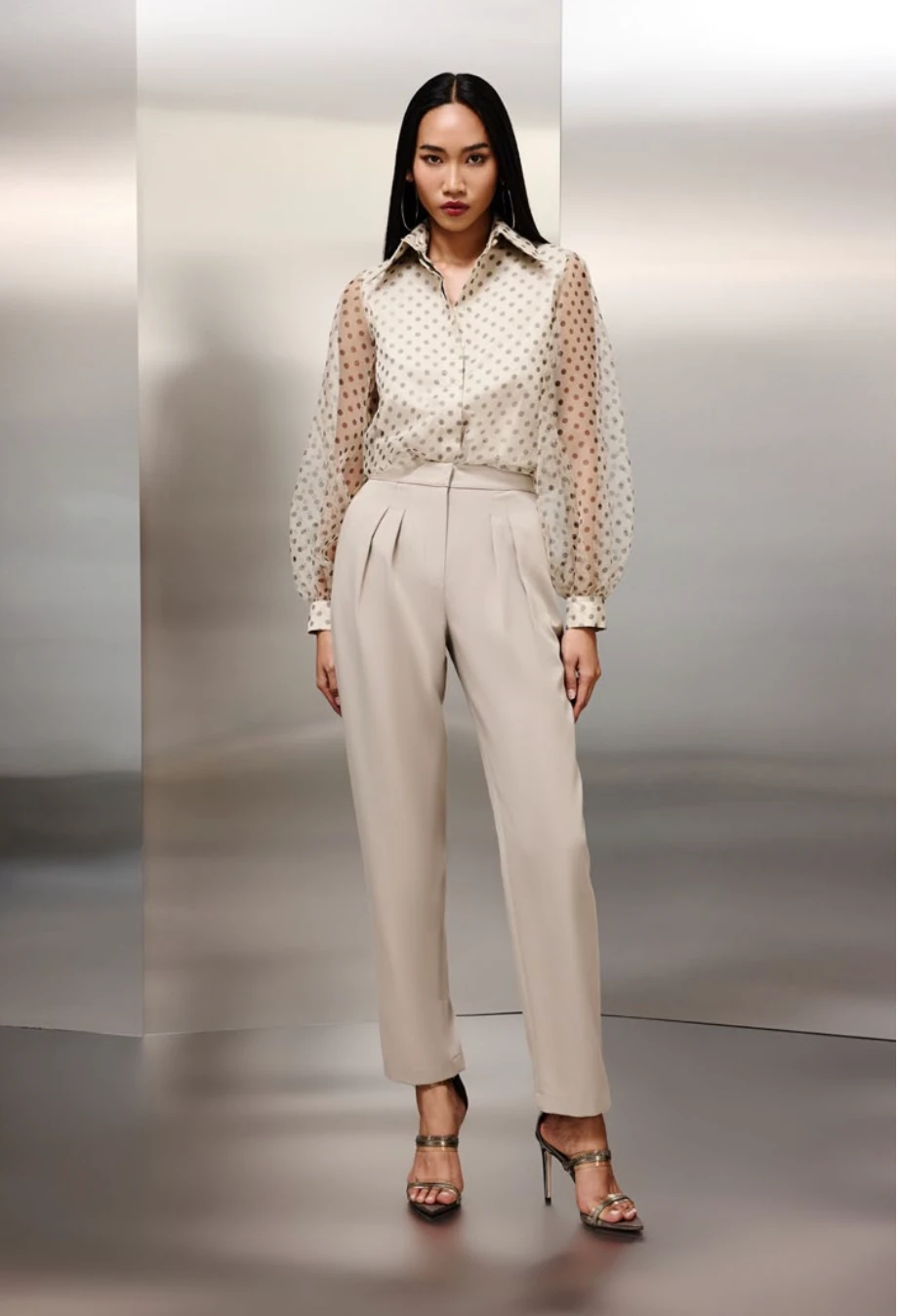 Organze Puantiye Bluz