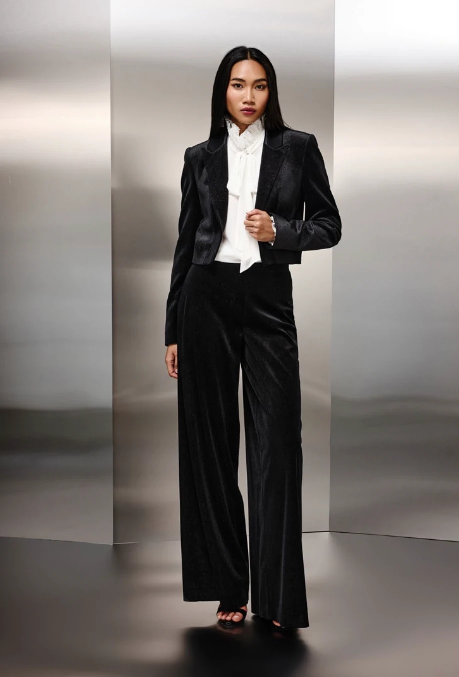 Siyah Simli Kadife Pantolon