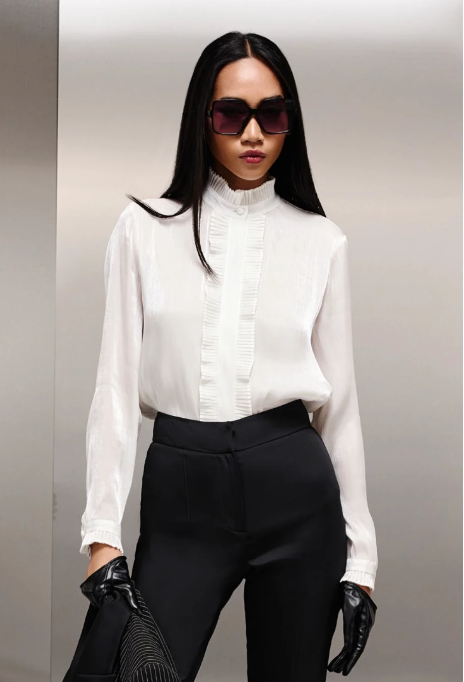 Plise İle Detaylandırılmış Işıltılı Bluz