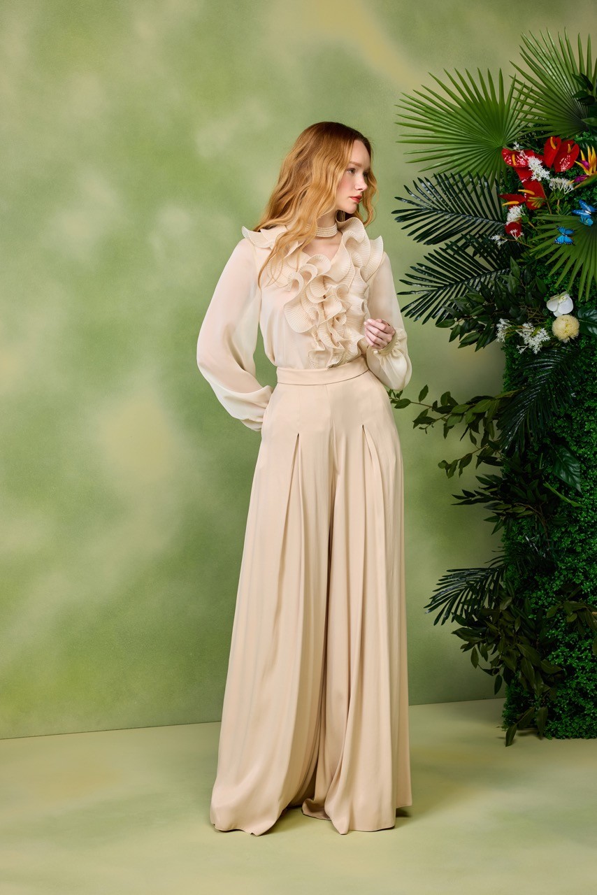 %100 Rayon Geniş Paça Pantolon