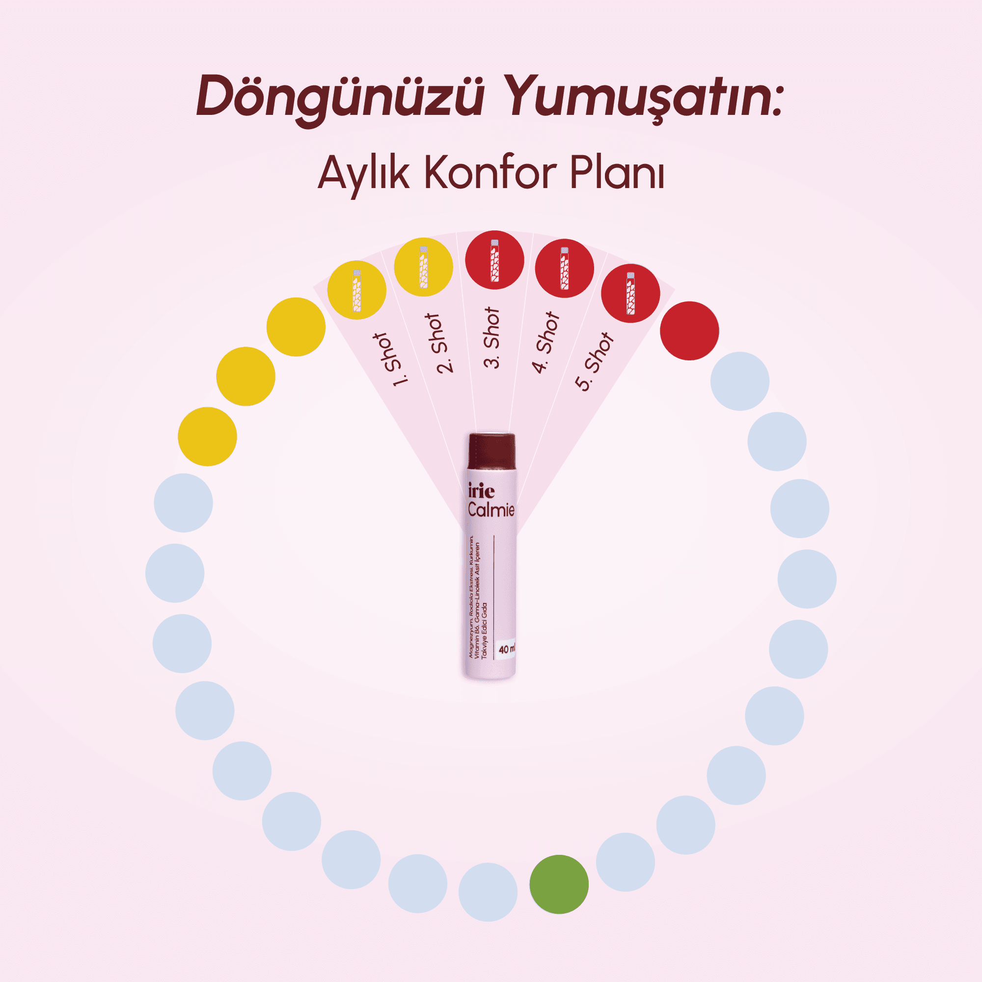 Calmie Magnezyum, Rodiola, Ekstresi, Kurkumin, Vit B6, GLA İçeren Takviye Edici Gıda (40mL x 5)