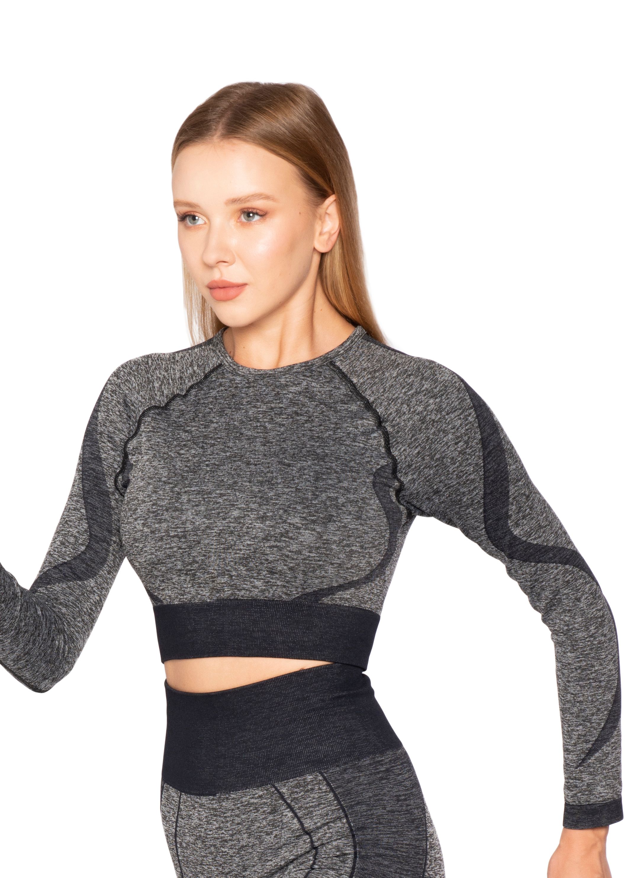 Seamless Melanj Dikişsiz Örme Spor Crop Top 8500