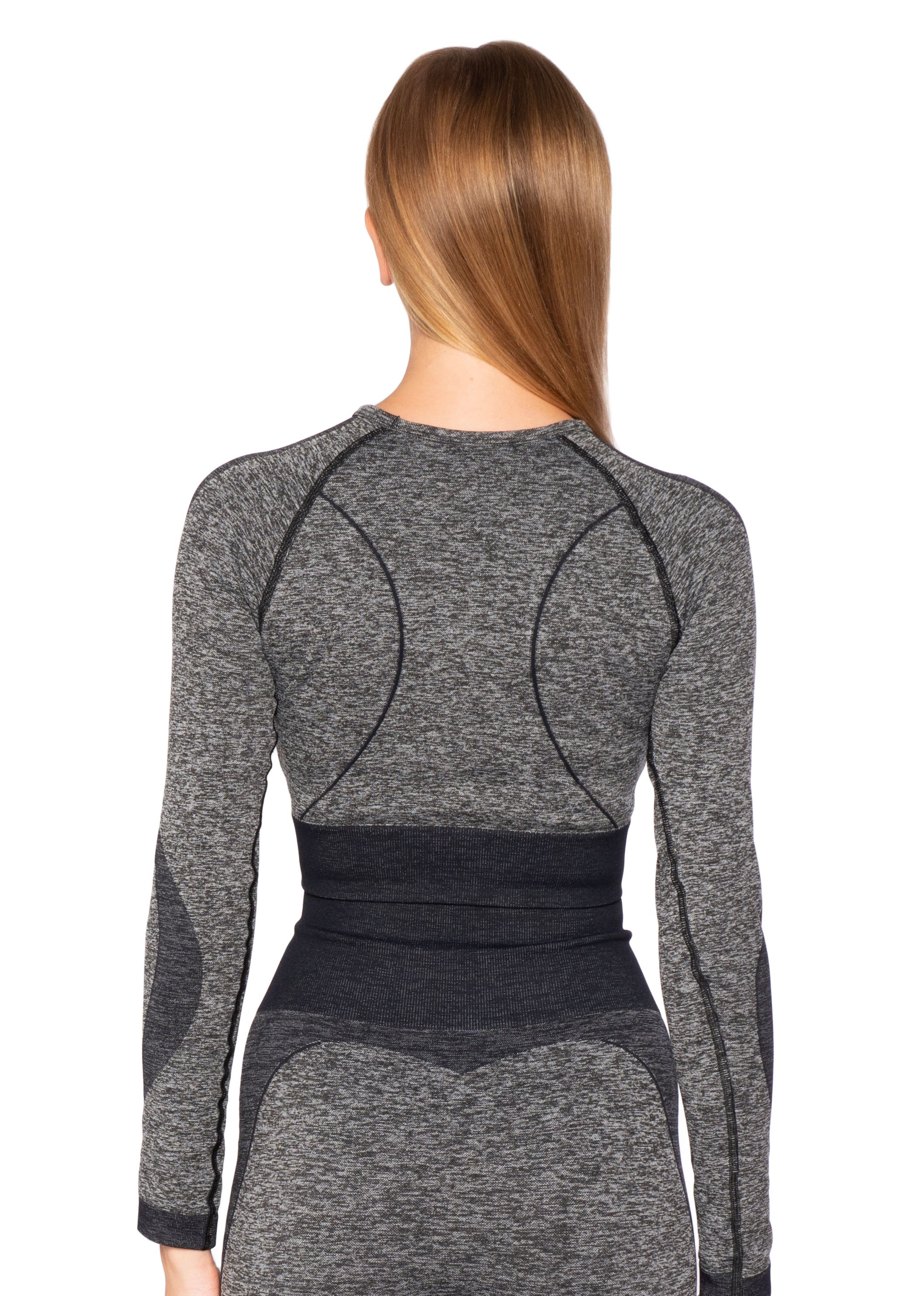 Seamless Melanj Dikişsiz Örme Spor Crop Top 8500