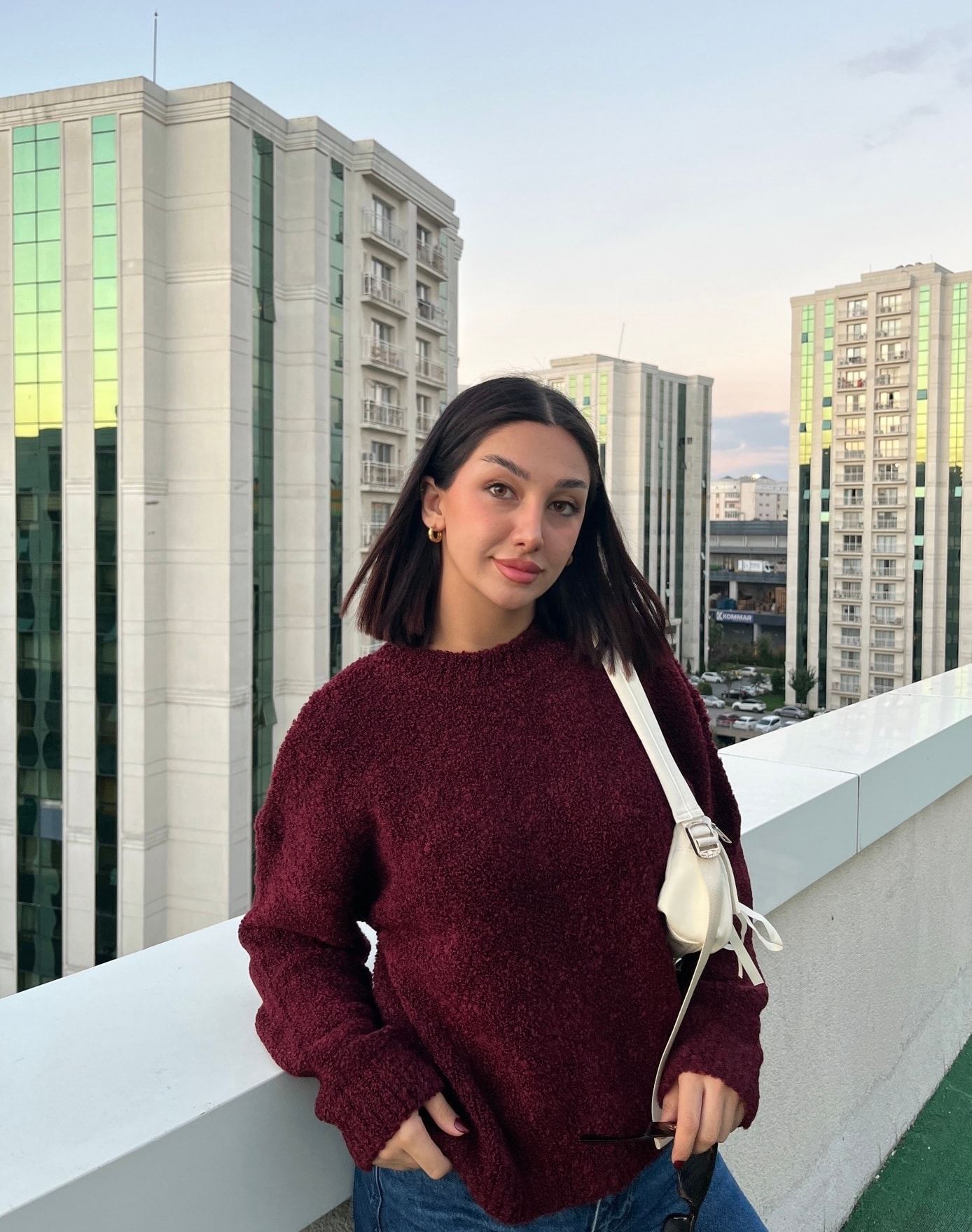 Kadın  Oversize Buklet Dokulu Triko  Kazak - bordo