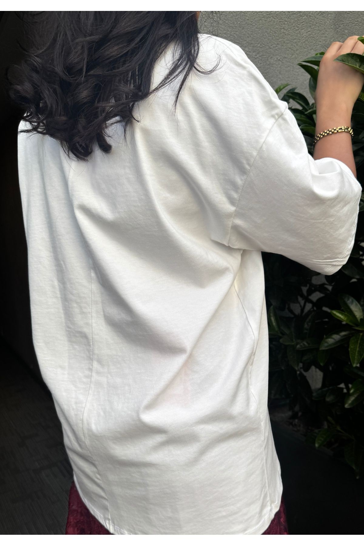 Kadın Bordo Dantel Detaylı Oversize T-shirt Ve Astarsız Dantel Etek Alt/üst Takım