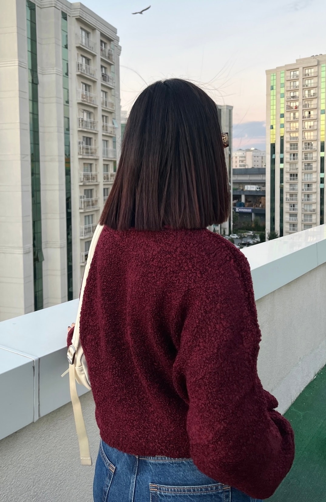 Kadın  Oversize Buklet Dokulu Triko  Kazak