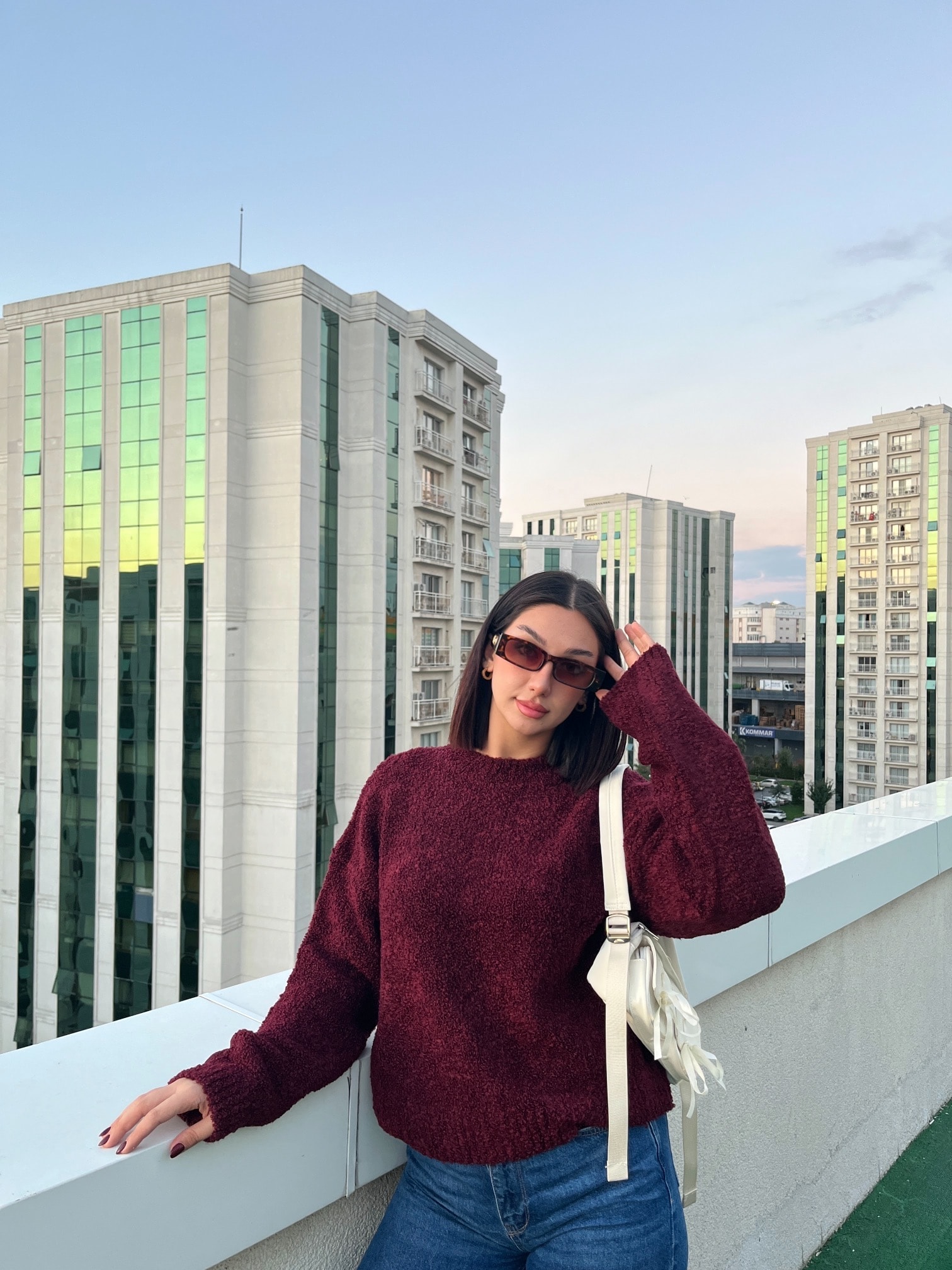 Kadın  Oversize Buklet Dokulu Triko  Kazak