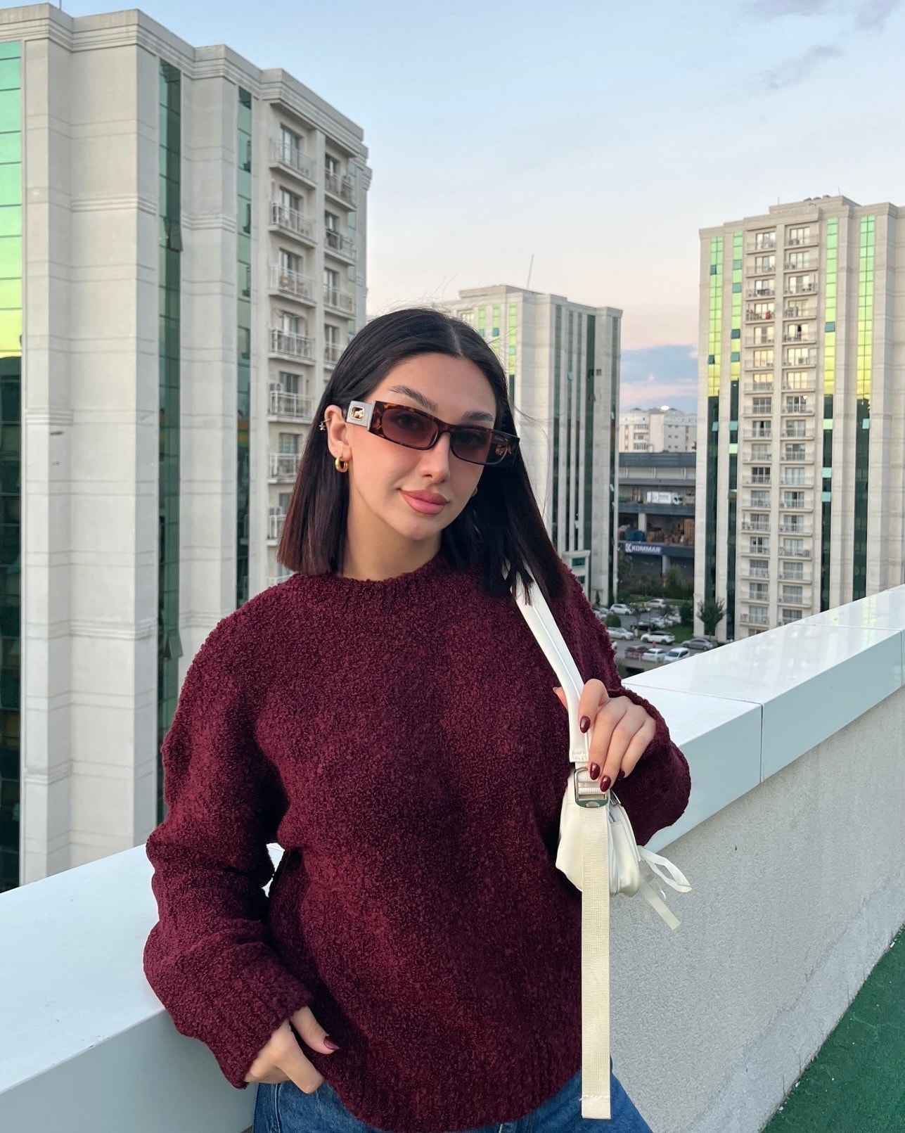 Kadın  Oversize Buklet Dokulu Triko  Kazak