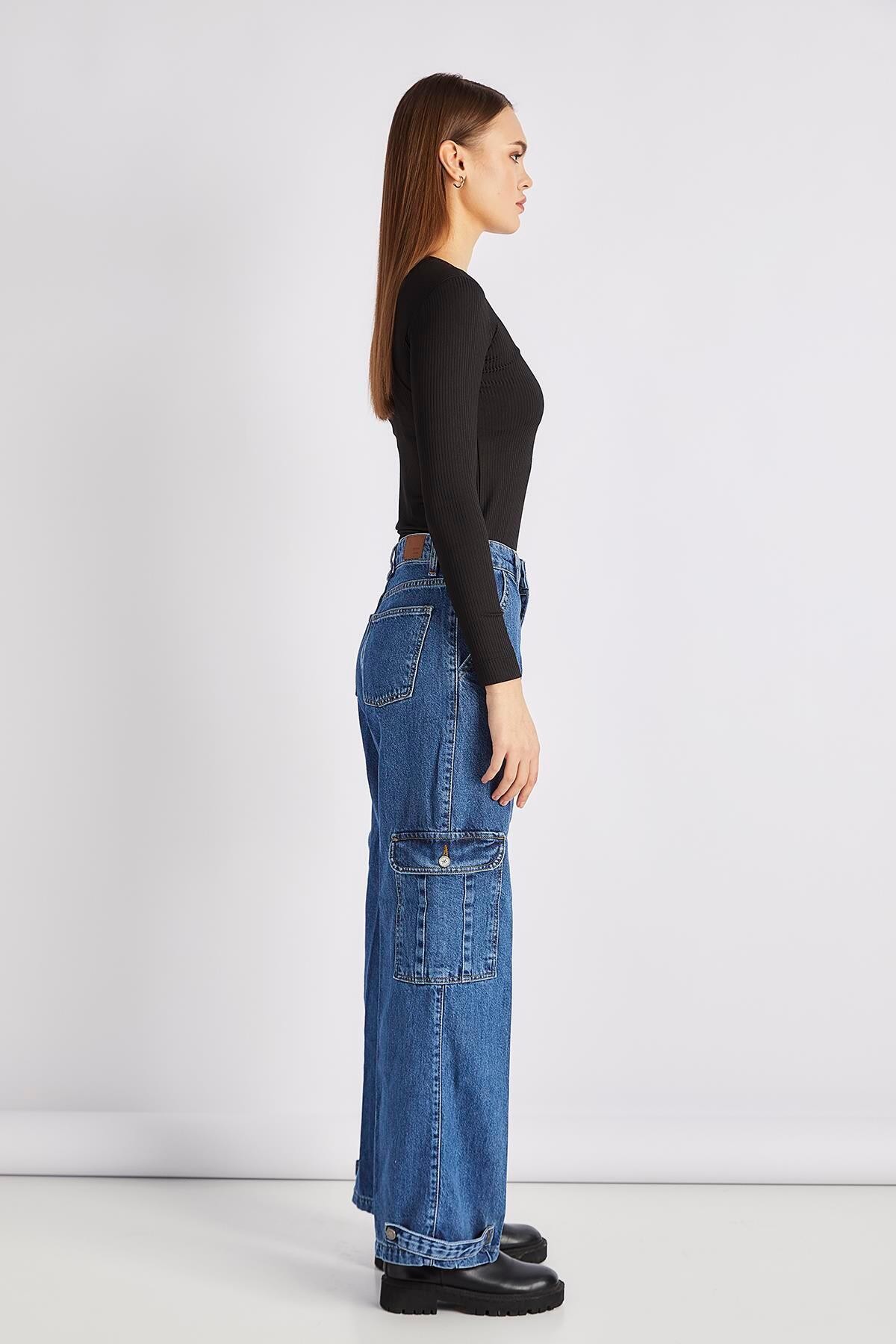 24KP700 Kargo Cepli Bol Pantolon