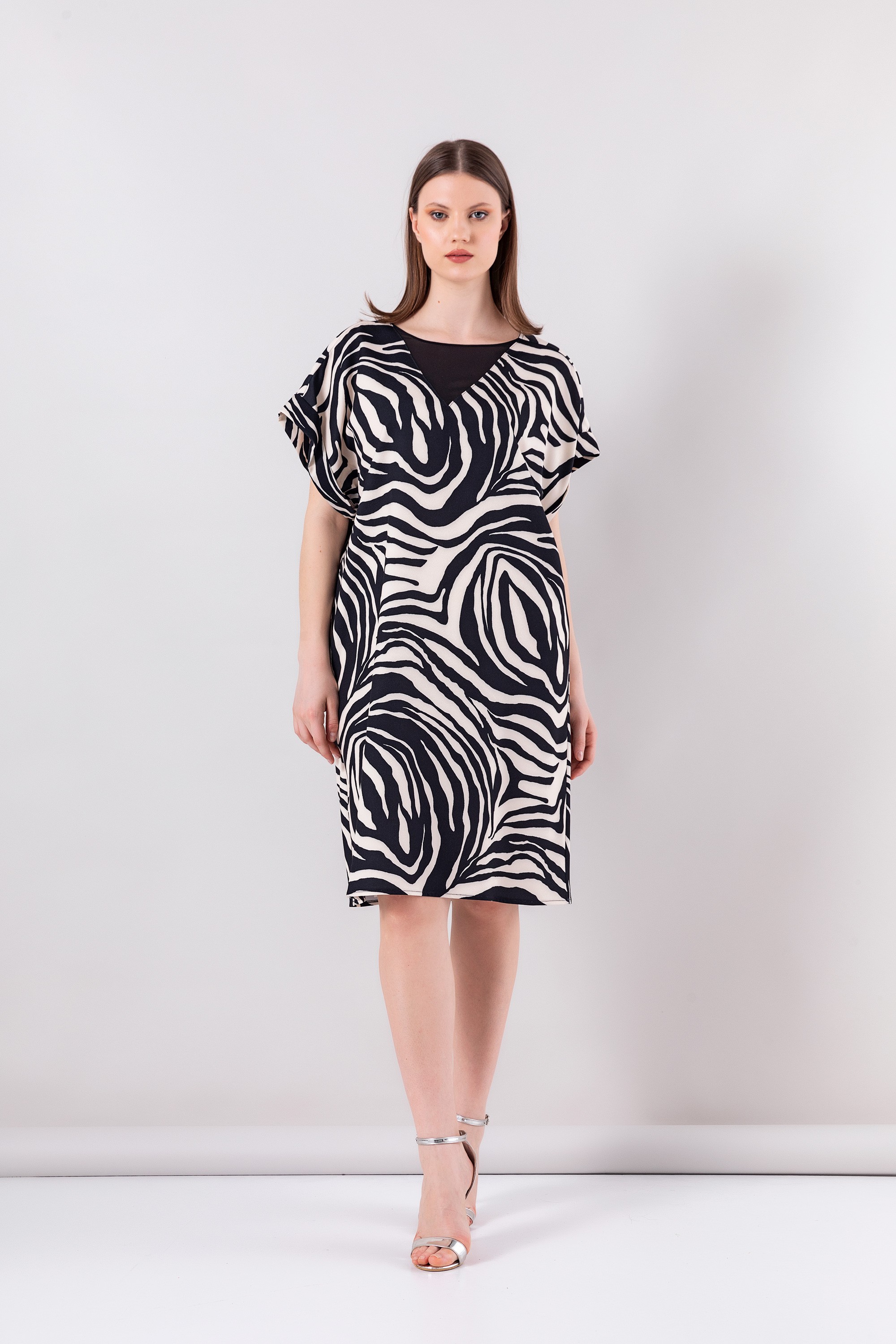 23YE503 Zebra Desen Elbise