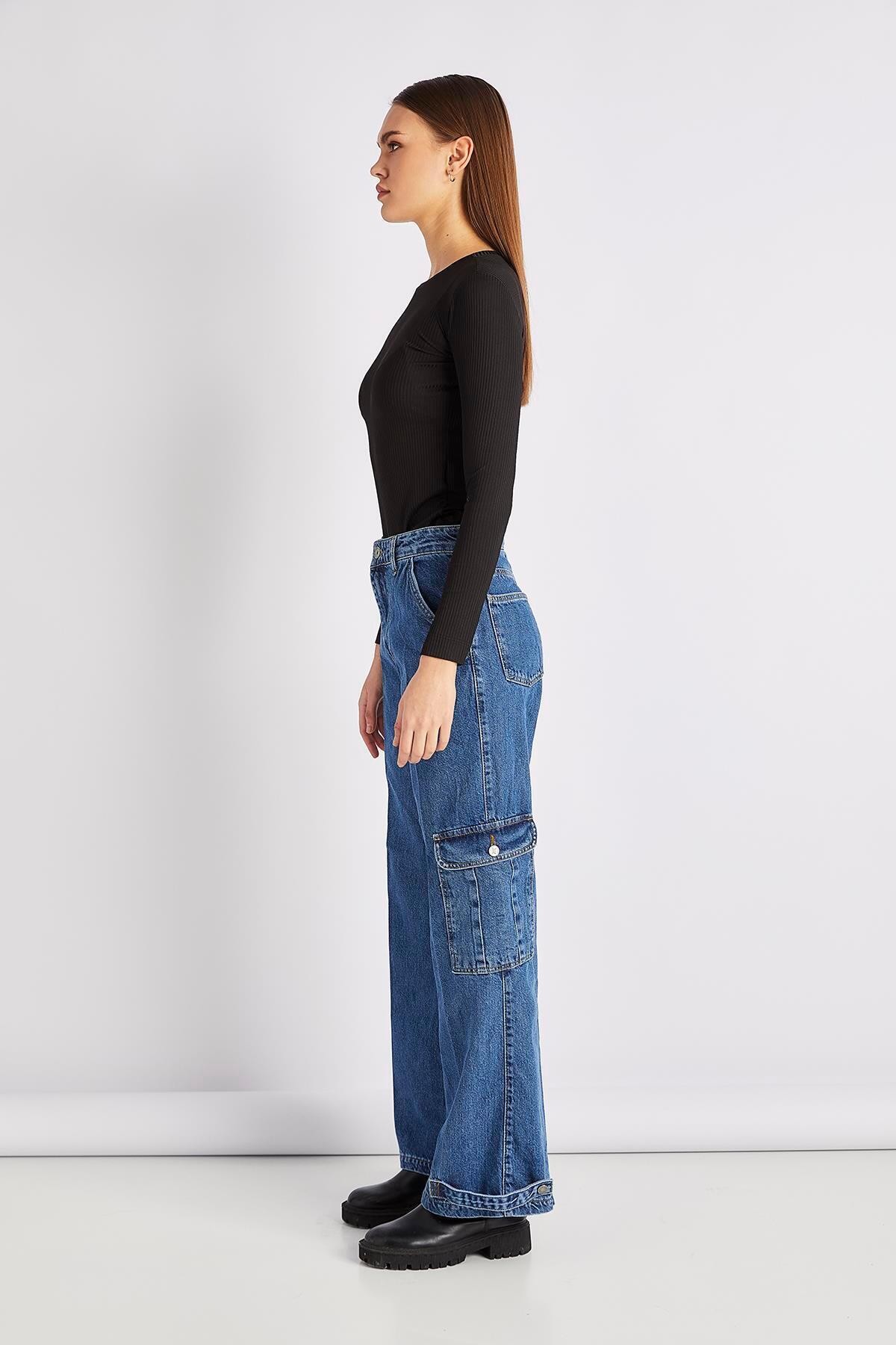 24KP700 Kargo Cepli Bol Pantolon