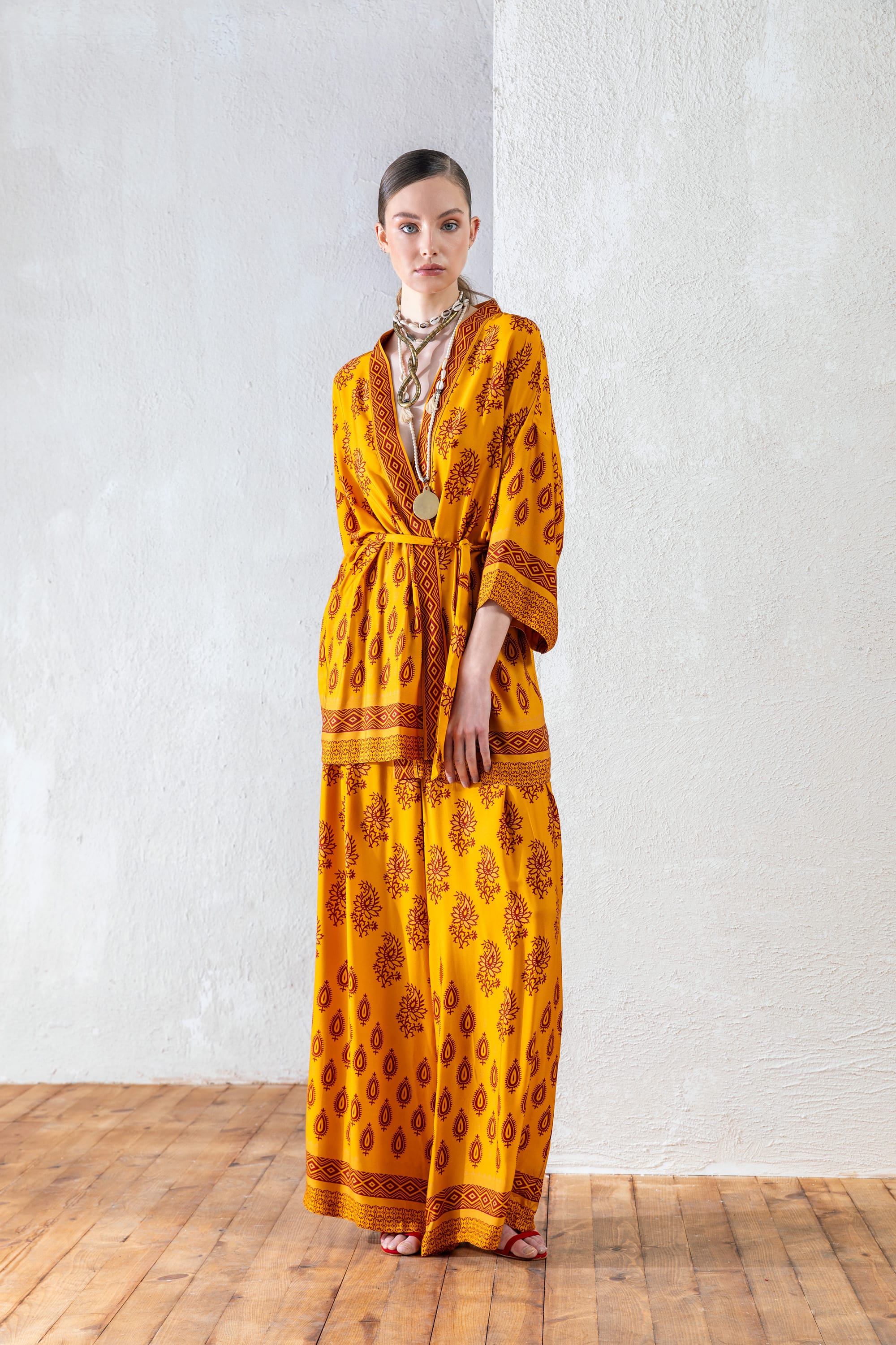 25Y3P013 ETNİK DESEN SATEN PANTOLON