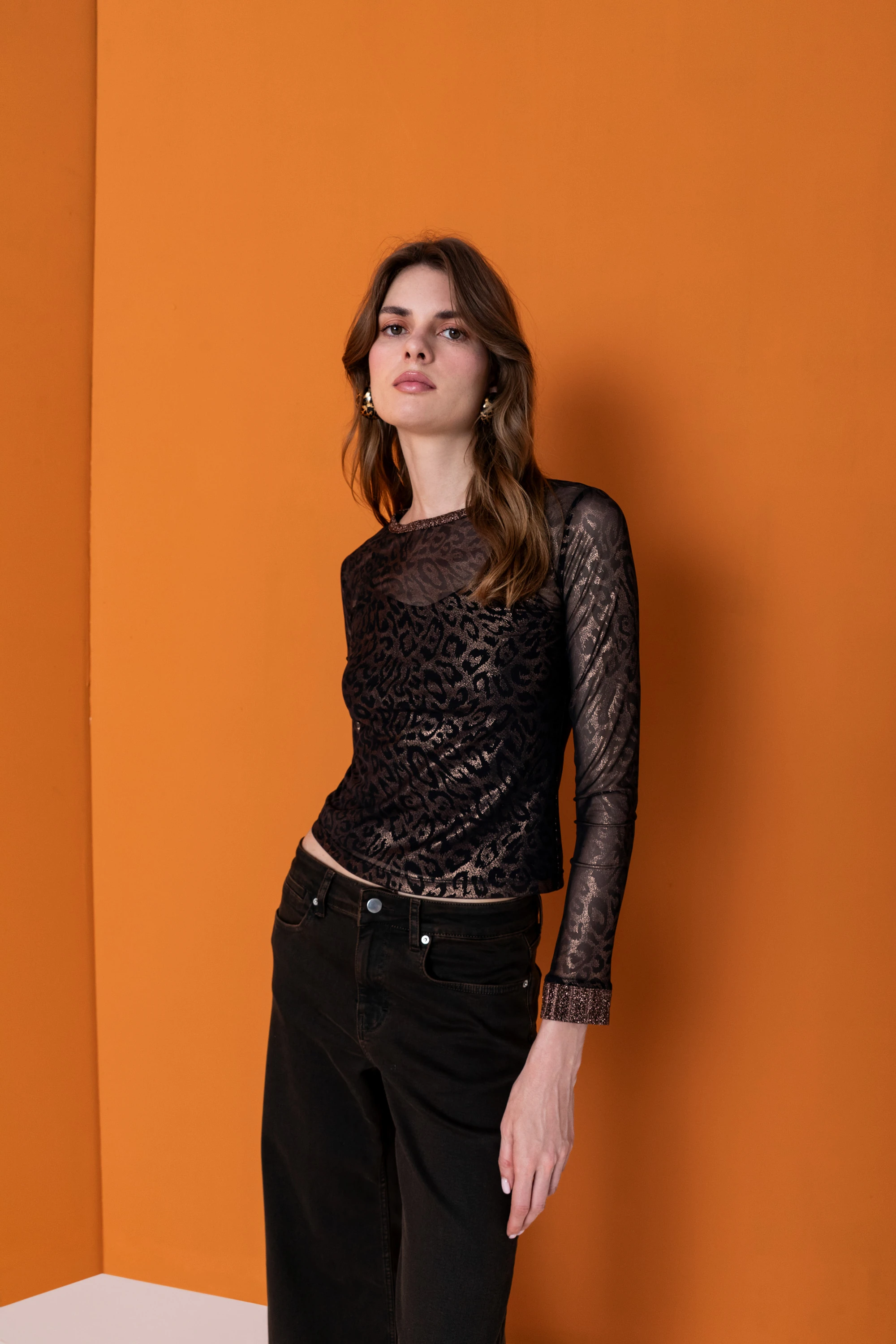 26KB032 LEOPAR TÜL BLUZ