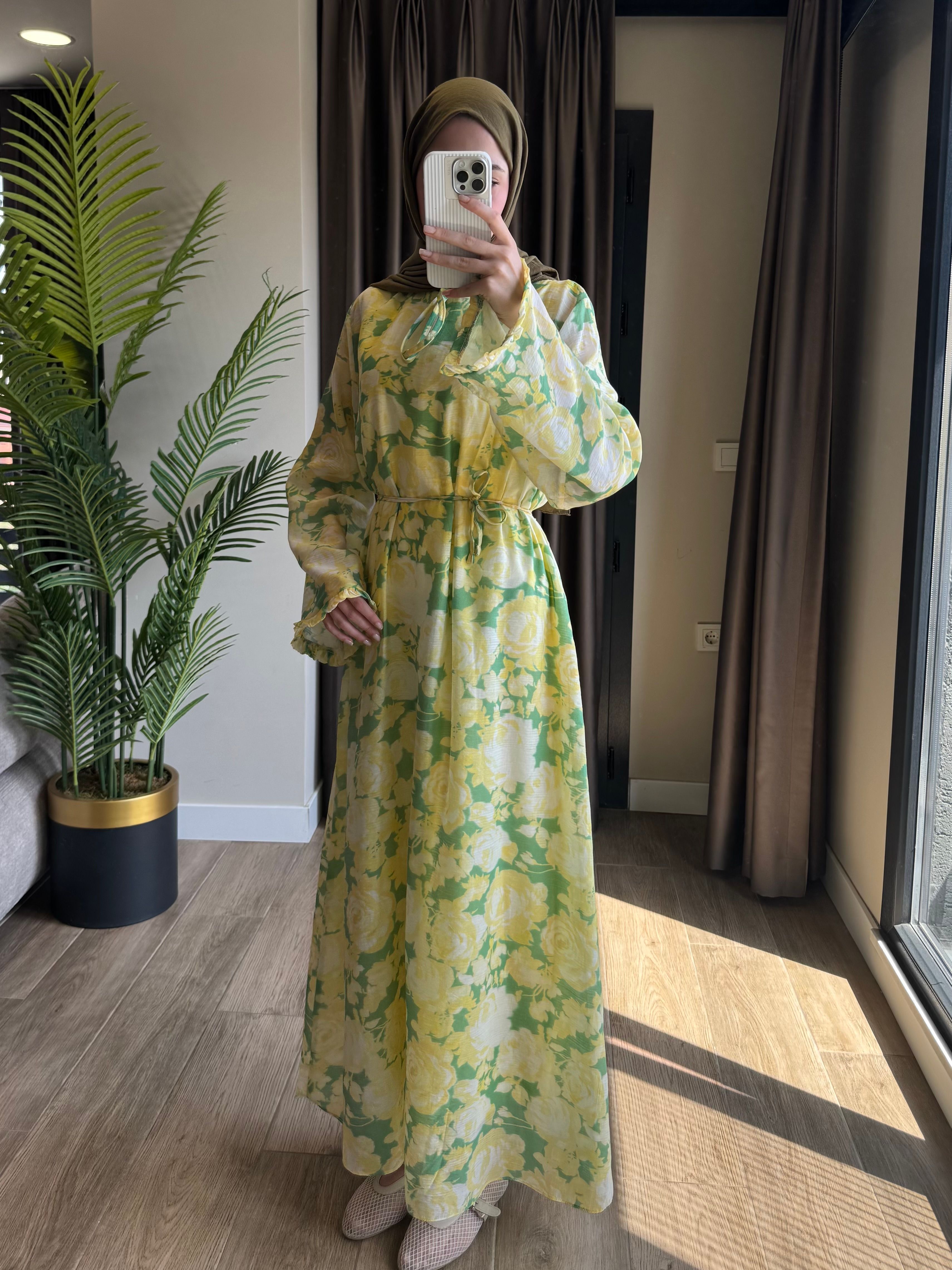 Tül floral elbise - benetton