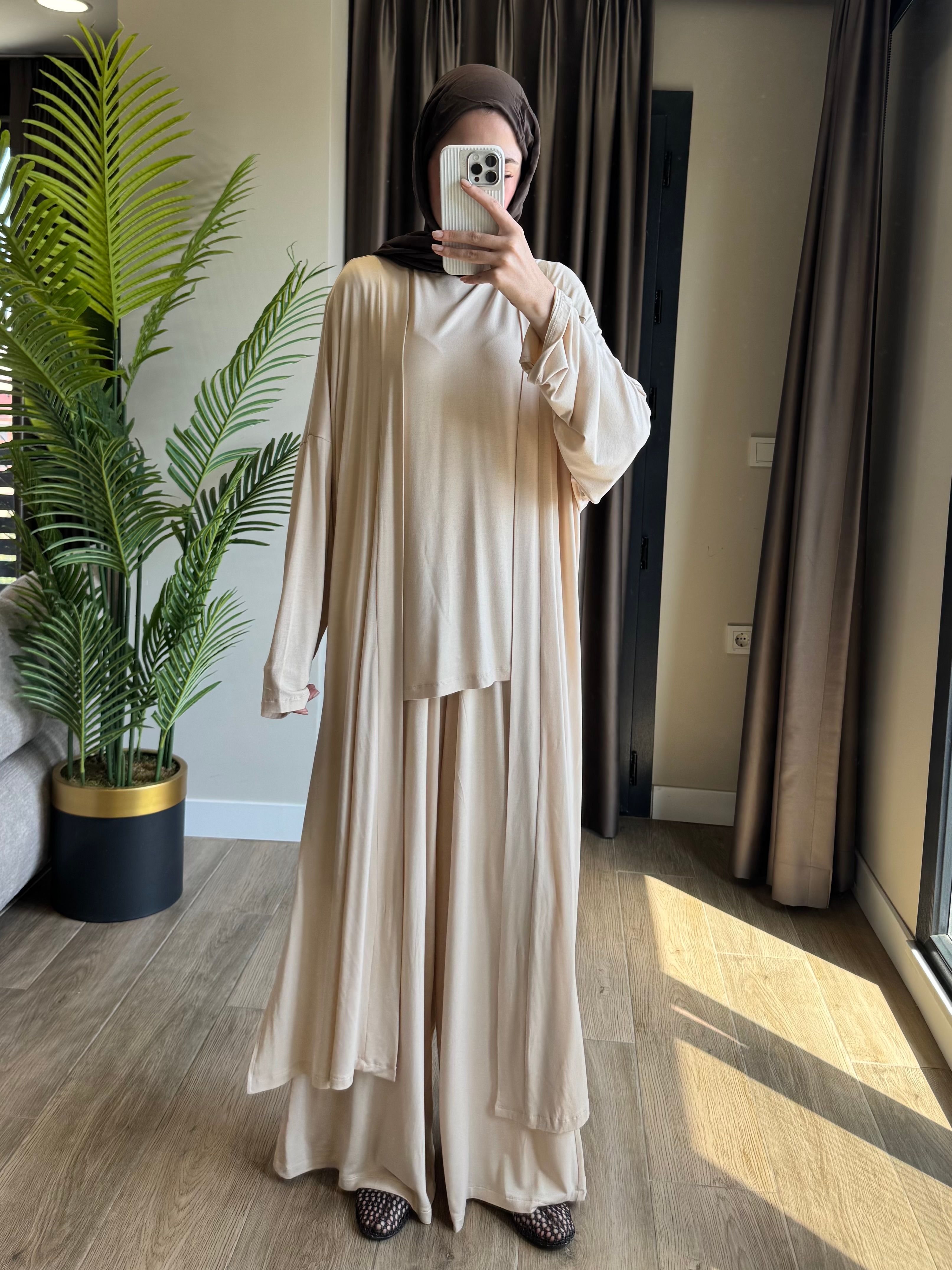 Sonya üçlü takım - krem