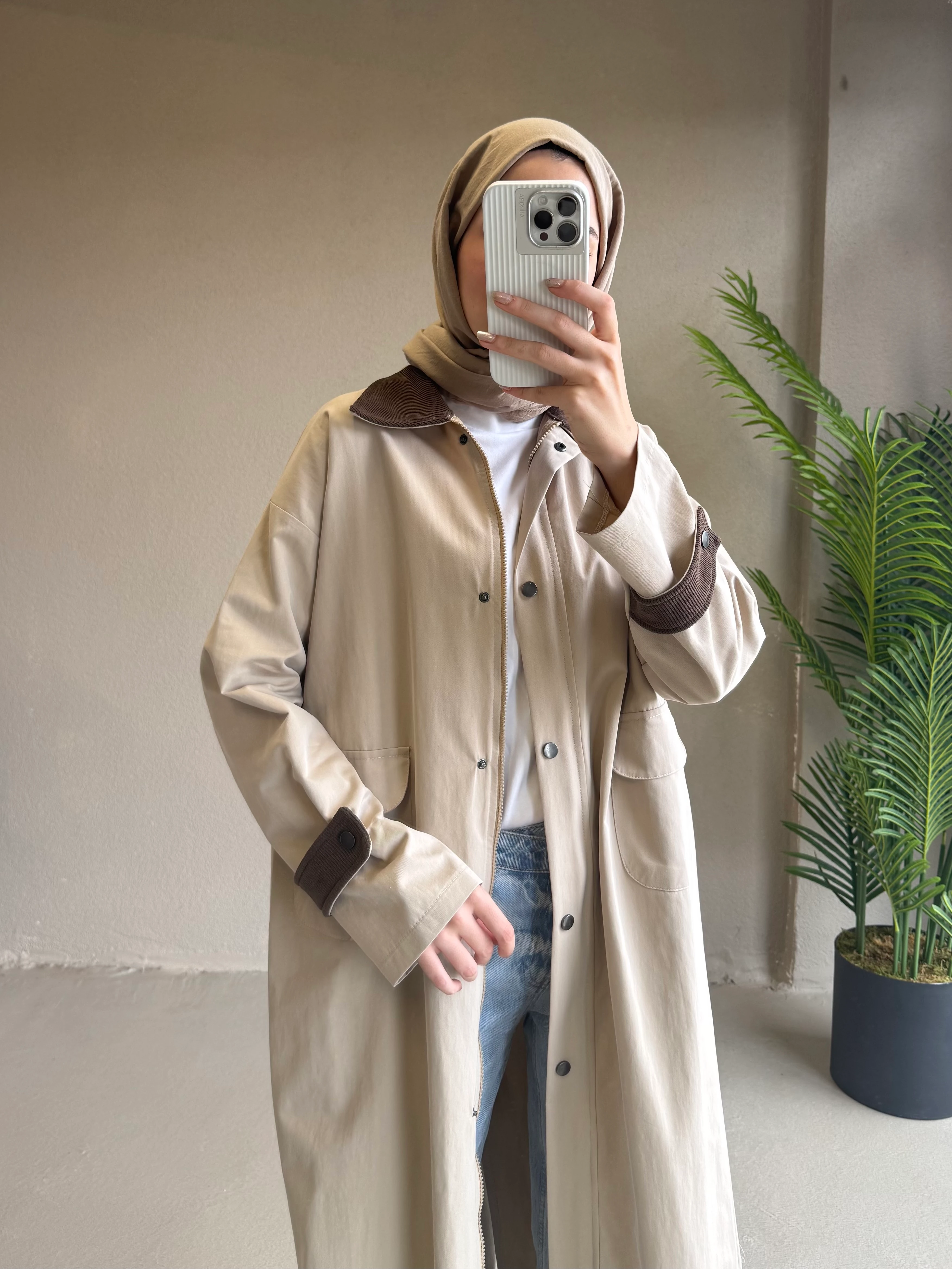 Kadife detay bloom trençkot